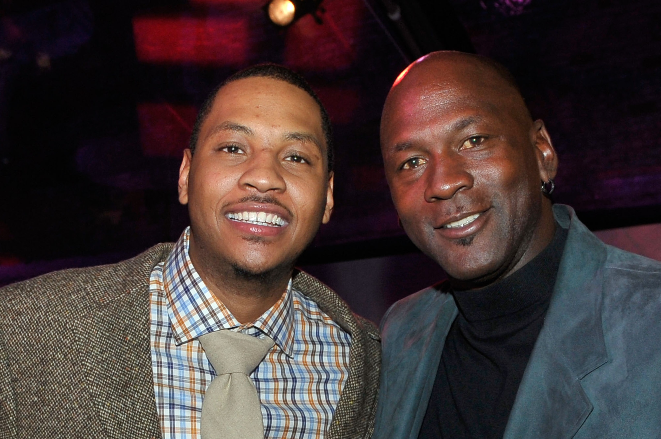 DALLAS - FEBRUARY 12:  (L-R) NBA players Dwyane Wade, Carmelo Anthony, and Michael Jordan attend the Exclusive FABULOUS 23 Dinner hosted by Jordan Brand during All-Star Weekend on February 12, 2010 in Dallas, Texas.  (Photo by Charley Gallay/Getty Images