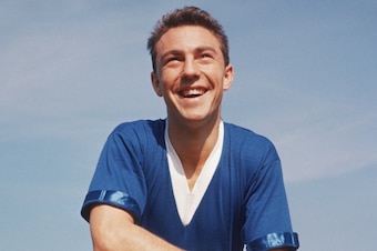 Chelsea forward Jimmy Greaves, 1957. (Photo by Don Morley/Getty Images)
