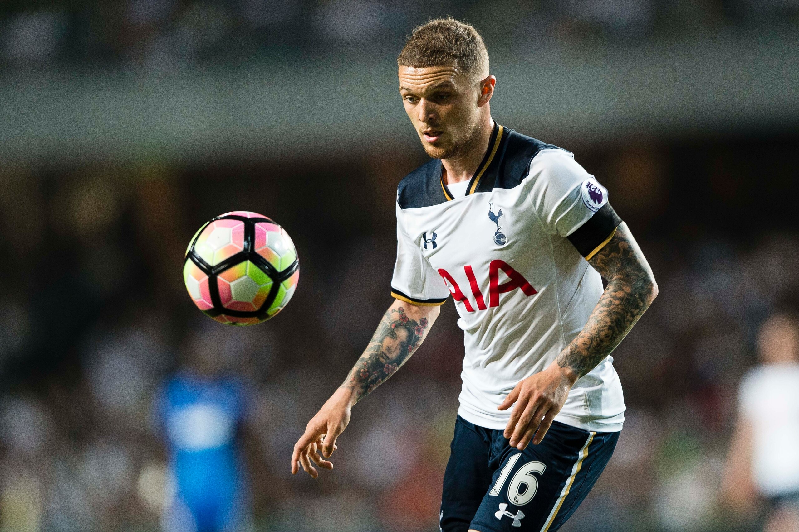 SO KON PO, HONG KONG - MAY 26: Tottenham Hotspur Defender Kieran Trippier in action during the Friendly match between Kitchee SC and Tottenham Hotspur FC at Hong Kong Stadium on May 26, 2017 in So Kon Po, Hong Kong. (Photo by Power Sport Images/Getty Imag