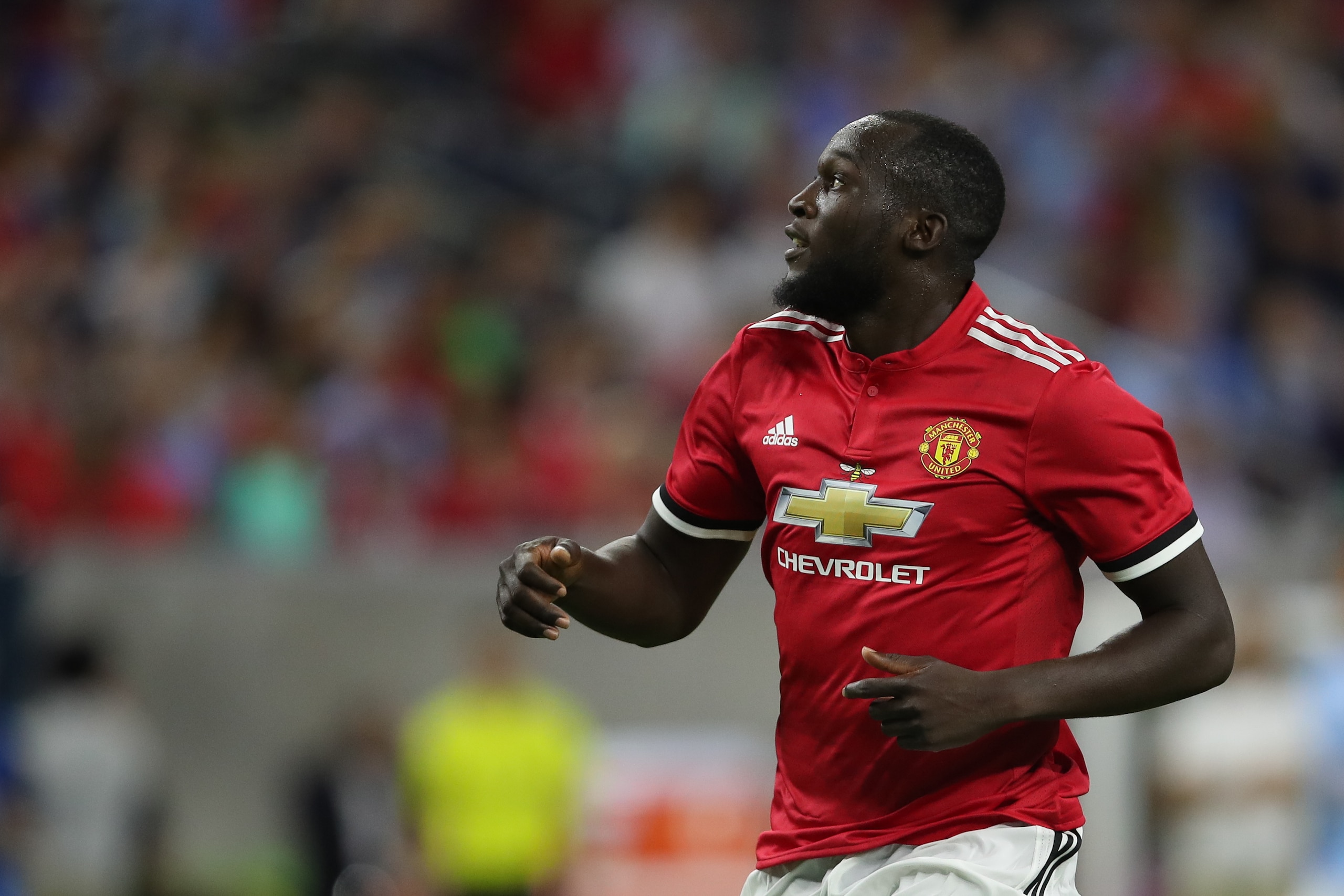 HOUSTON, TX - JULY 20: Romelu Lukaku of Manchester United during the International Champions Cup 2017 match between Manchester United and Manchester City at NRG Stadium on July 20, 2017 in Houston, Texas. (Photo by Robbie Jay Barratt - AMA/Getty Images)
