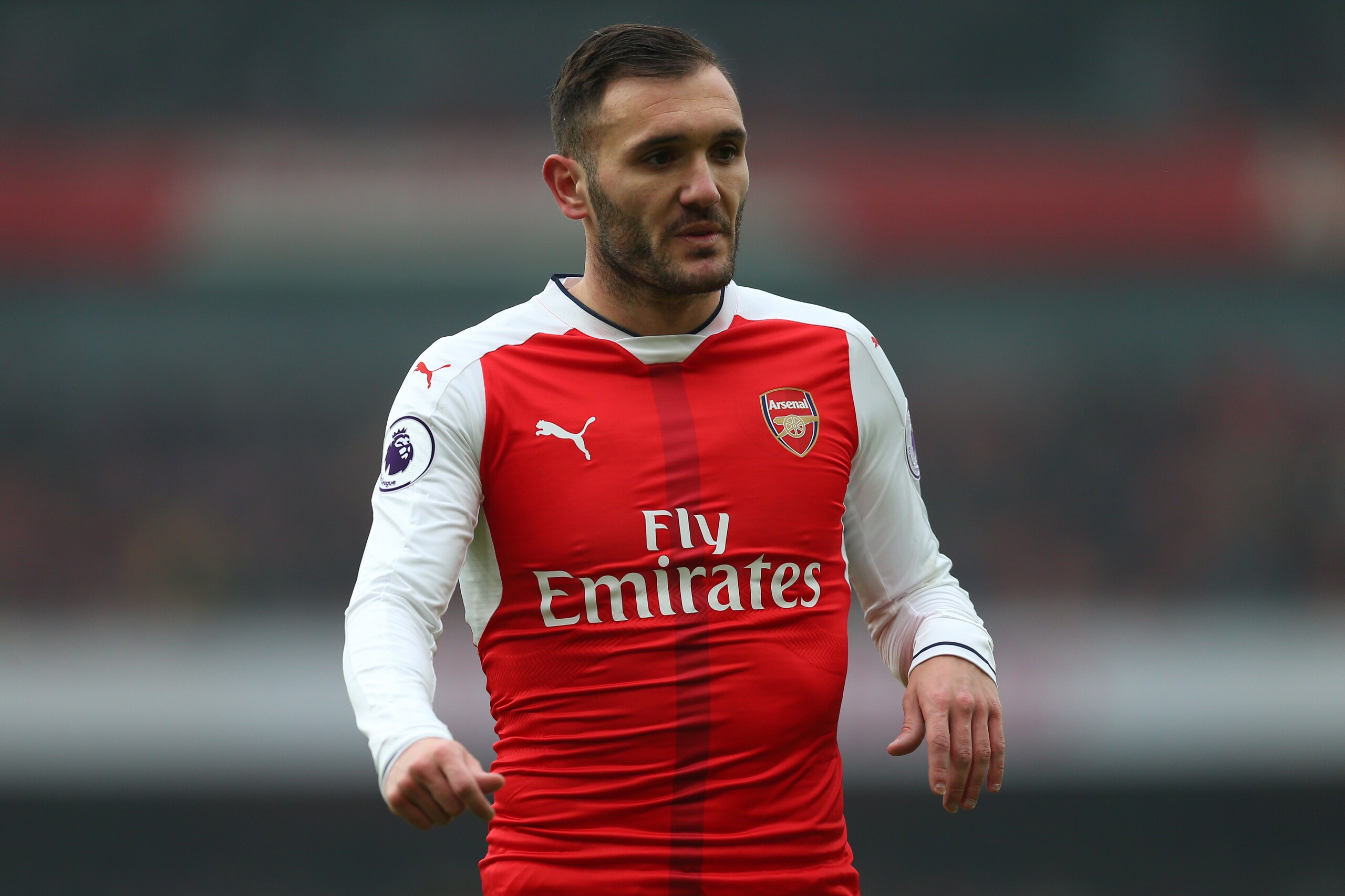 LONDON, ENGLAND - FEBRUARY 11: Lucas Perez of Arsenal during the Premier League match between Arsenal and Hull City at Emirates Stadium on February 11, 2017 in London, England. (Photo by Catherine Ivill - AMA/Getty Images)