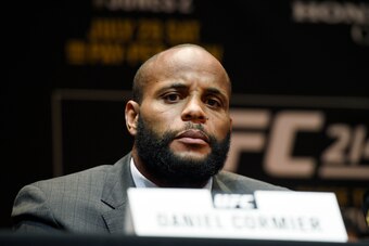 LOS ANGELES, CA - JULY 26: Daniel Cormier looks on during the UFC 214-Press Conference with Jon Jones July 26, 2017, in Los Angeles, California. (Photo by Kevork Djansezian/Zuffa LLC via Getty Images) LOS ANGELES, CA - JULY 26: Daniel Cormier looks on during the UFC 214-Press Conference with Jon Jones July 26, 2017, in Los Angeles, California. (Photo by Kevork Djansezian/Zuffa LLC via Getty Images)