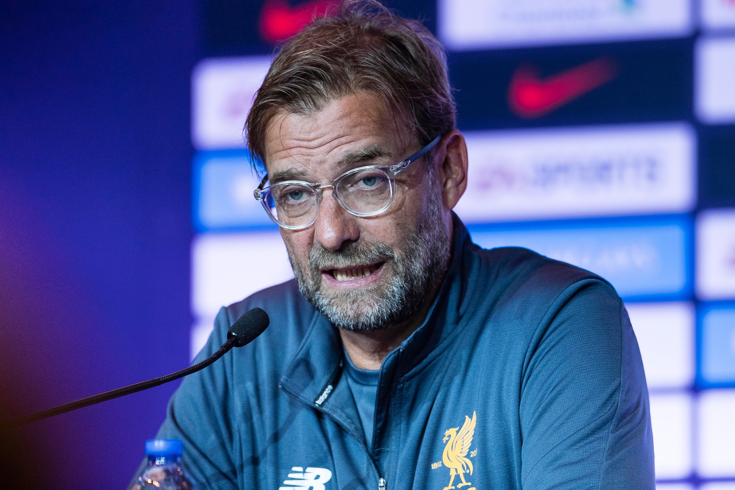 HONG KONG, HONG KONG - JULY 21: Liverpool FC head coach Jurgen Klopp speaks to the media during a Premier League Asia Trophy Press Conference at Grand Hyatt Hotel on July 21, 2017 in Hong Kong, Hong Kong. (Photo by Marcio Rodrigo Machado/Getty Images  for
