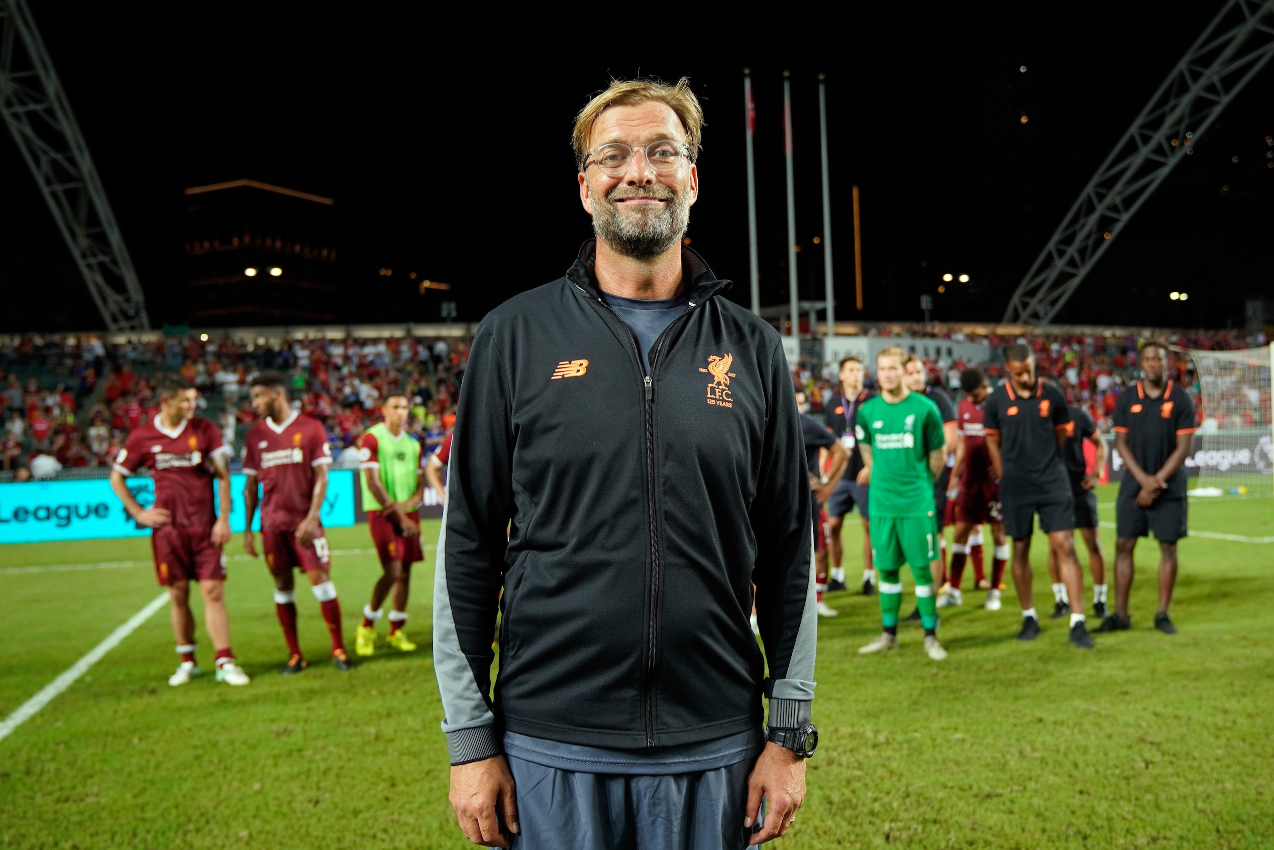 HONG KONG - JULY 22:  Jurgen Klopp Manager of Liverpool celebrates after the final during the Premier League Asia Trophy match between Liverpool FC and Leicester City FC at Hong Kong Stadium on July 22, 2017 in Hong Kong, Hong Kong.  (Photo by Stanley Cho