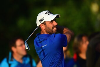 HAMBURG, GERMANY - JULY 28:  Charl Schwartzel of South Africa plays his first shot on the 14th tee during the Porsche European Open - Day Two at Green Eagle Golf Course on July 28, 2017 in Hamburg, Germany.  (Photo by Tony Marshall/Getty Images)
