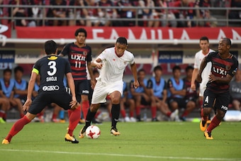 KASHIMA, JAPAN - JULY 22:  Luis Muriel of Sevilla FC in action during the preseason friendly match between Kashima Antlers and Sevilla FC at Kashima Soccer Stadium on July 22, 2017 in Kashima, Ibaraki, Japan.  (Photo by Masashi Hara/Getty Images)