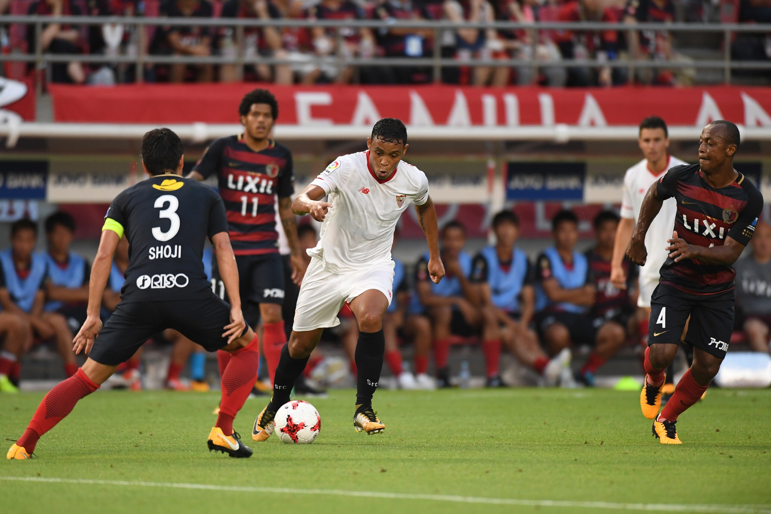 KASHIMA, JAPAN - JULY 22:  Luis Muriel of Sevilla FC in action during the preseason friendly match between Kashima Antlers and Sevilla FC at Kashima Soccer Stadium on July 22, 2017 in Kashima, Ibaraki, Japan.  (Photo by Masashi Hara/Getty Images)