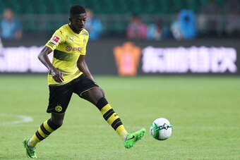 GUANGZHOU, CHINA - JULY 18:  #7 Ousmane Dembele of Dortmund in action during the 2017 International Champions Cup football match between AC Milan and Borussia Dortmund at University Town Sports Centre Stadium on July 18, 2017 in Guangzhou, China.  (Photo 