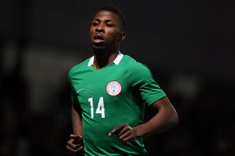 BARNET, ENGLAND - MARCH 23: Kelechi Iheanacho of Nigeria during the International Friendly match between Nigeria and Senegal at The Hive on March 23, 2017 in Barnet, England. (Photo by Catherine Ivill - AMA/Getty Images)