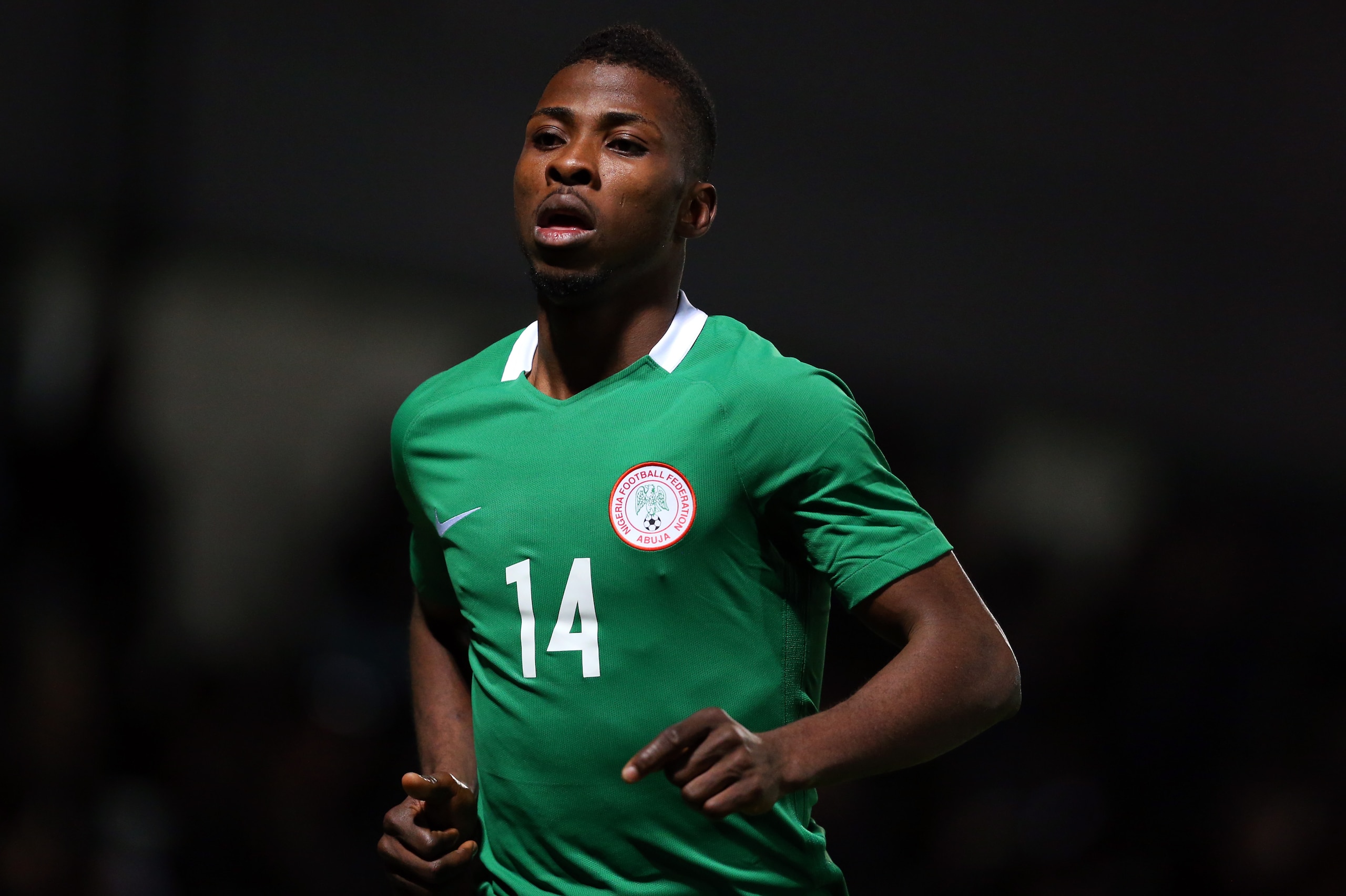 BARNET, ENGLAND - MARCH 23: Kelechi Iheanacho of Nigeria during the International Friendly match between Nigeria and Senegal at The Hive on March 23, 2017 in Barnet, England. (Photo by Catherine Ivill - AMA/Getty Images)