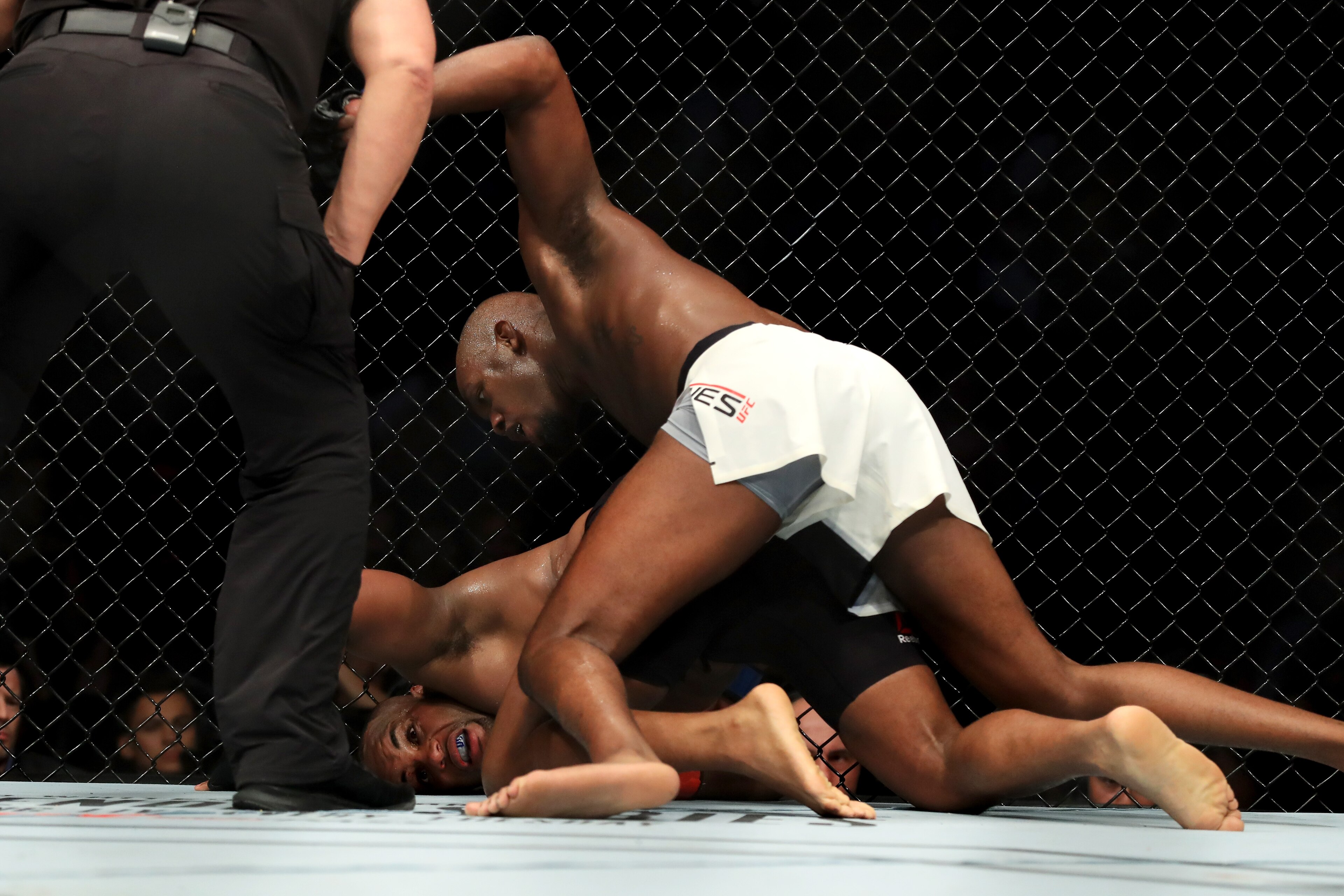 ANAHEIM, CA - JULY 29: (R-L) Jon Jones knocks out Daniel Cormier during the UFC 214 event at Honda Center on July 29, 2017 in Anaheim, California. (Photo by Sean M. Haffey/Getty Images) ANAHEIM, CA - JULY 29: (R-L) Jon Jones knocks out Daniel Cormier during the UFC 214 event at Honda Center on July 29, 2017 in Anaheim, California. (Photo by Sean M. Haffey/Getty Images)