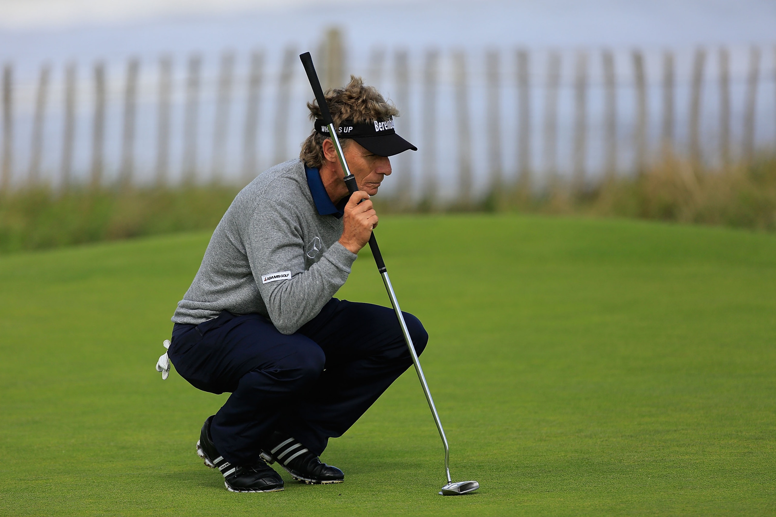 BRIDGEND, WALES - JULY 30:  Bernhard Langer of Germany in action during the final round of the Senior Open Championship at Royal Porthcawl Golf Club on July 30, 2017 in Bridgend, Wales.  (Photo by Phil Inglis/Getty Images)