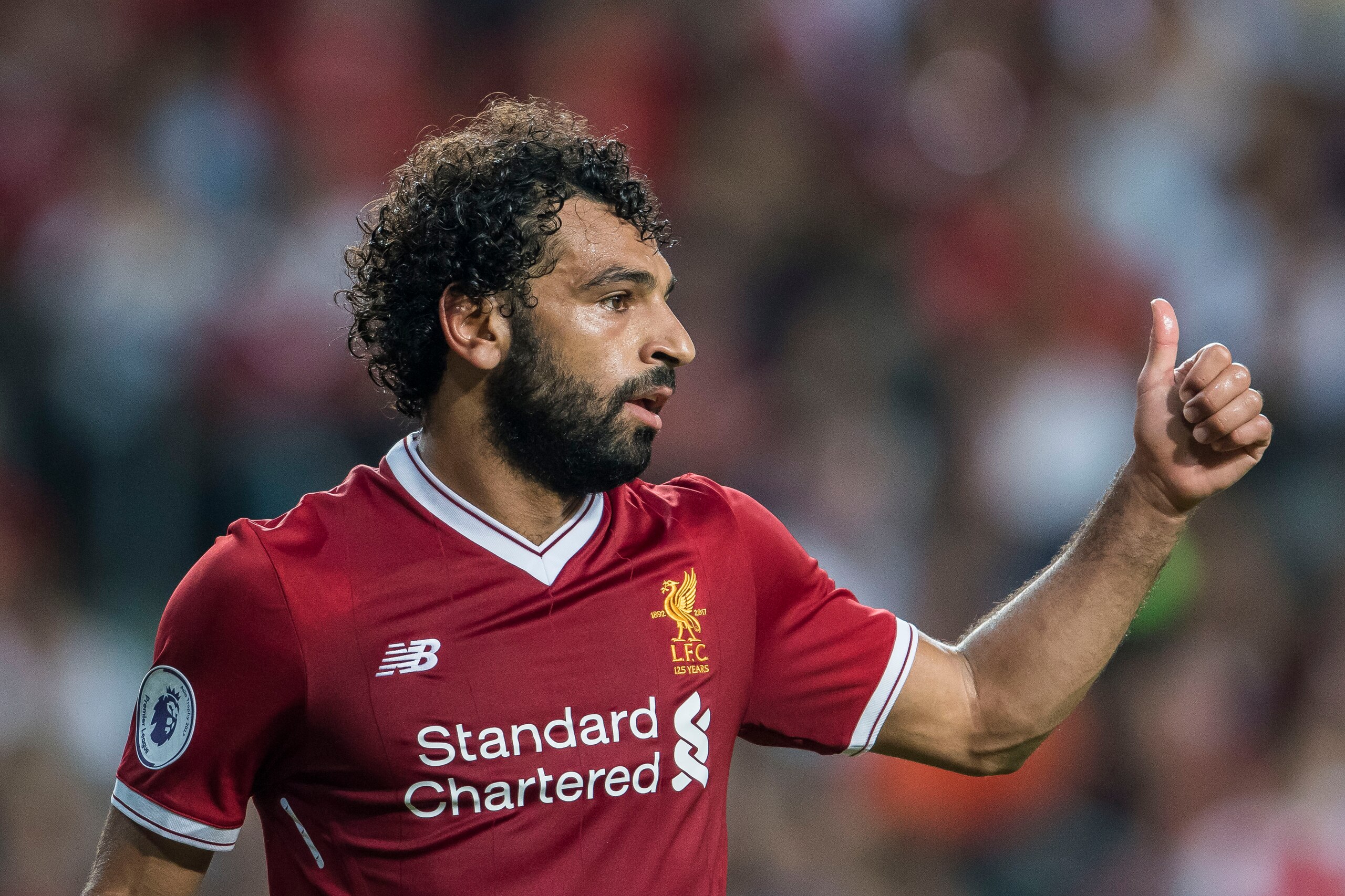 HONG KONG, HONG KONG - JULY 22: Liverpool FC forward Mohamed Salah reacts during the Premier League Asia Trophy match between Liverpool FC and Leicester City FC at Hong Kong Stadium on July 22 2017, in Hong Kong, Hong Kong. (Photo by Victor Fraile/Getty I