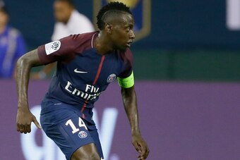 DETROIT, MI - JULY 19:  Blaise Matuidi #14 of Paris Saint-Germain advances the ball against AS Roma during the second half at Comerica Park on July 19, 2017 in Detroit, Michigan. (Photo by Duane Burleson/Getty Images)