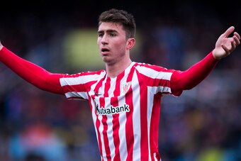 SAN SEBASTIAN, SPAIN - MARCH 12:  Aymeric Laporte of Athletic Club Bilbao reacts during the La Liga match between Real Sociedad de Futbol and Athletic Club Bilbao at Estadio Anoeta on March 12, 2017 in San Sebastian, Spain.  (Photo by Juan Manuel Serrano 
