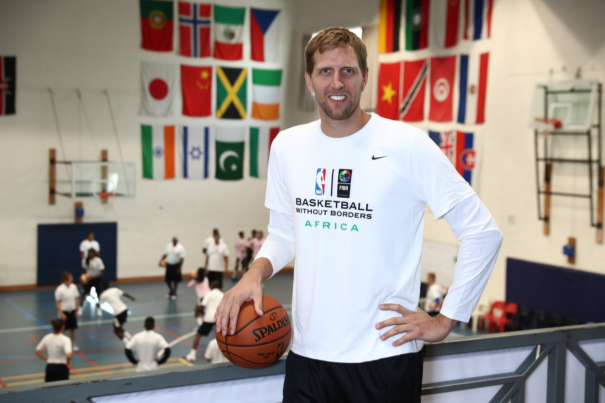 JOHANNESBURG, SOUTH AFRICA - AUGUST 3: Dirk Nowitzki of Team World poses for a portrait as part of  the Basketball Without Borders Africa at the American International School of Johannesburg on August 3, 2017 in Gauteng province of Johannesburg, South Afr