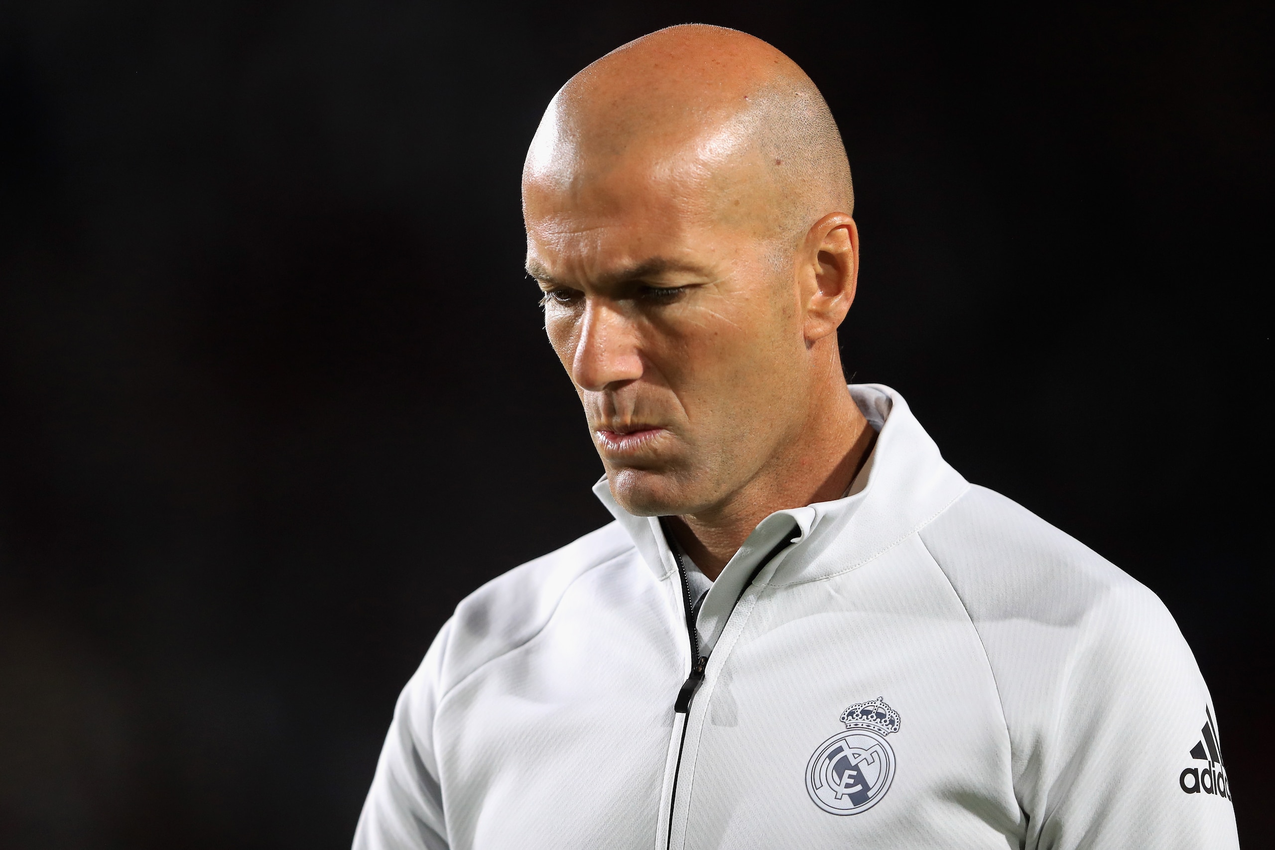 LOS ANGELES, CA - JULY 26: Manager Zinedine Zidane of Real Madrid looks on after a match against Manchester City during the International Champions Cup soccer match at Los Angeles Memorial Coliseum on July 26, 2017 in Los Angeles, California. (Photo by LOS ANGELES, CA - JULY 26: Manager Zinedine Zidane of Real Madrid looks on after a match against Manchester City during the International Champions Cup soccer match at Los Angeles Memorial Coliseum on July 26, 2017 in Los Angeles, California. (Photo by