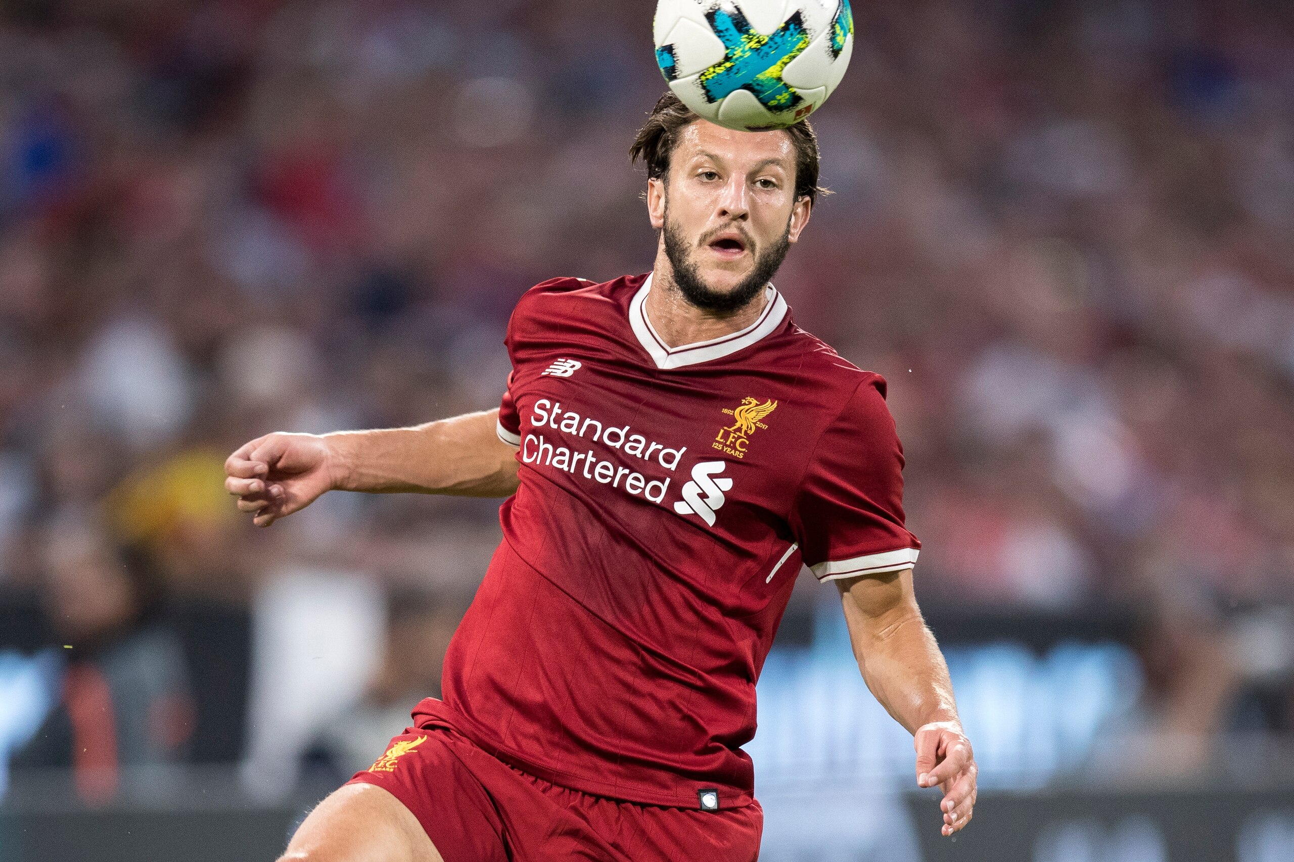 MUNICH, GERMANY - AUGUST 02:  Adam Lallana of Liverpool FC controls the ball during the Audi Cup 2017 match between Liverpool FC and Atletico Madrid at Allianz Arena on August 2, 2017 in Munich, Germany.  (Photo by Boris Streubel/Getty Images)