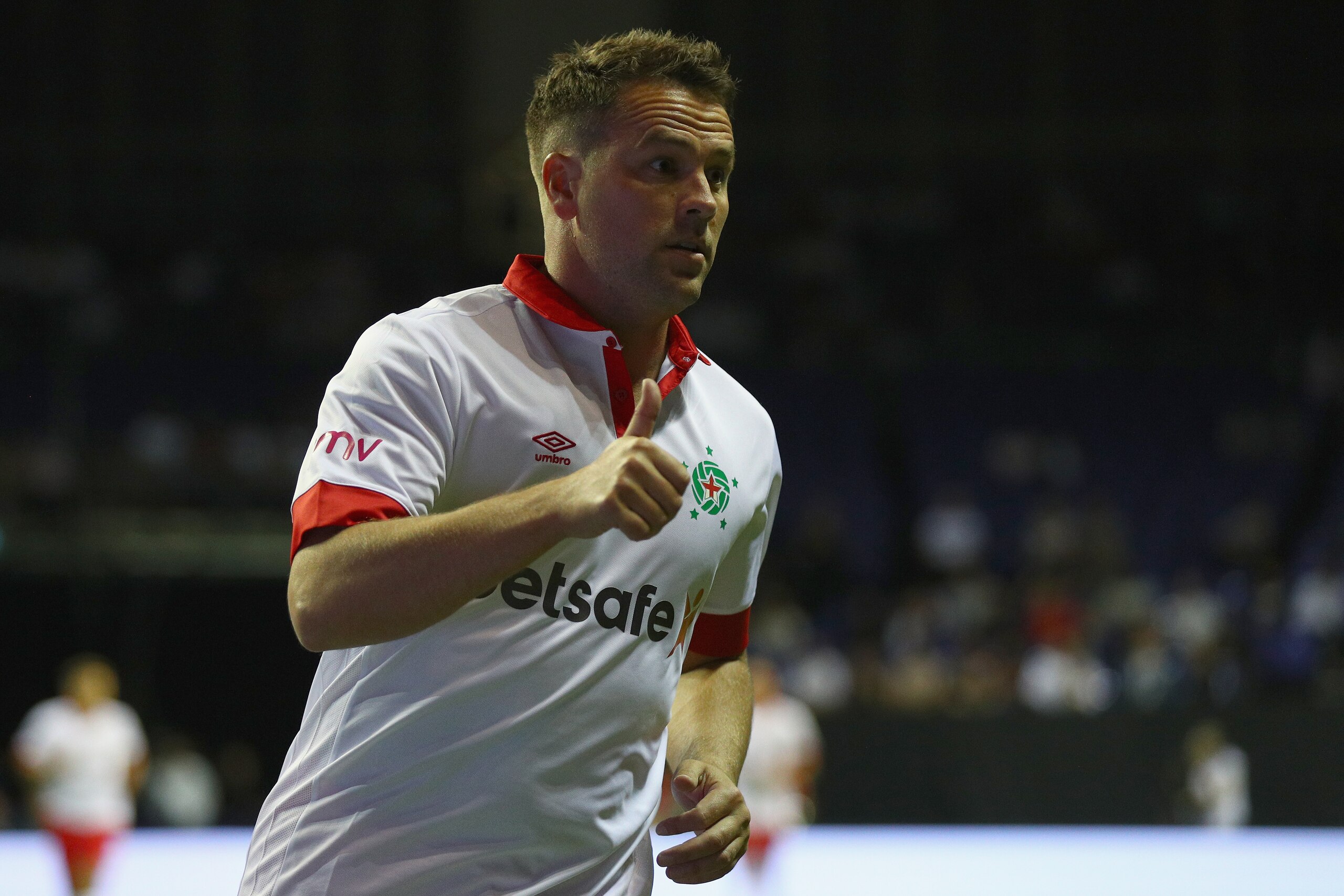 LONDON, ENGLAND - JULY 13:  Michael Owen celebrates during the Star Sixe's match between England and Spain in the at The O2 Arena on July 13, 2017 in London, England.  (Photo by Ian Walton/Getty Images)