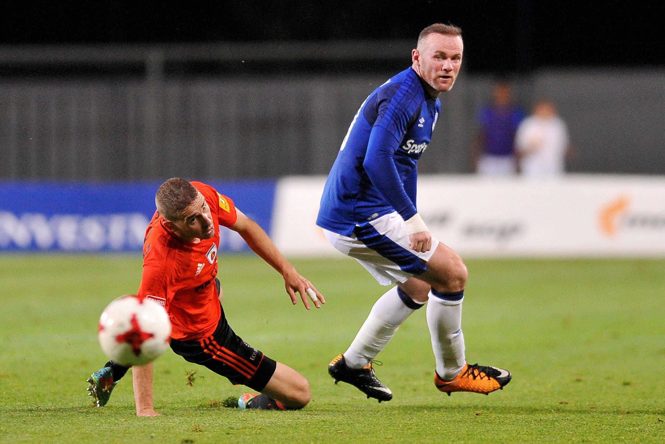 RUZOMBEROK, SLOVAKIA - AUGUST 03: Wayne Rooney of Everton in action during the UEFA Europa League Qualifier between MFK Ruzomberok and Everton on August 3, 2017 in Ruzomberok, Slovakia. (Photo by Press Focus/MB Media/Getty Images)