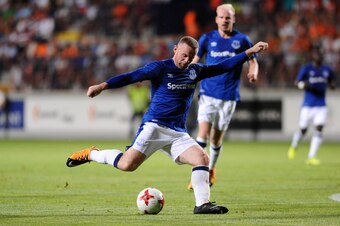 RUZOMBEROK, SLOVAKIA - AUGUST 03: Wayne Rooney in action during the UEFA Europa League Qualifier between MFK Ruzomberok and Everton on August 3, 2017 in Ruzomberok, Slovakia. (Photo by Press Focus/MB Media/Getty Images)