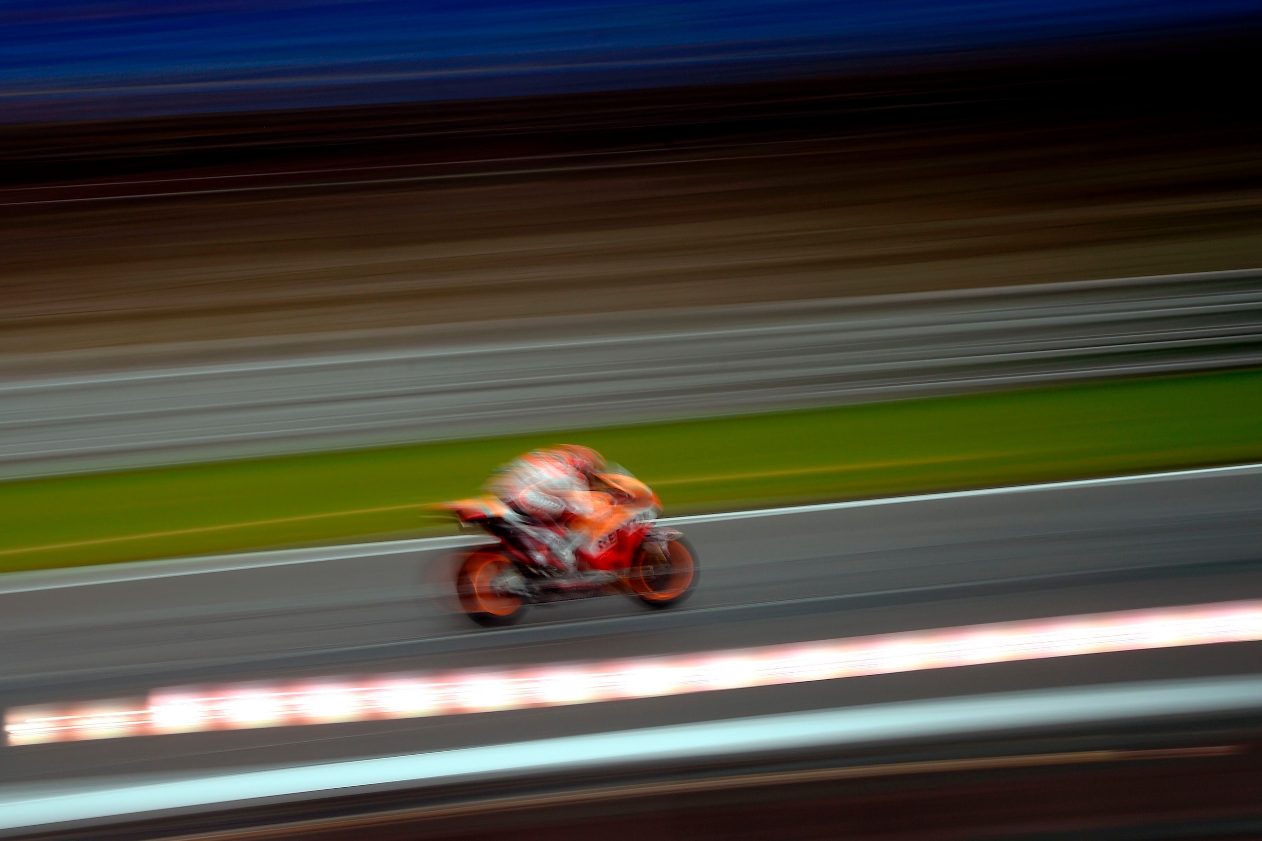 Repsol Honda team's Spanish driver Marc Marquez rides his Honda during the warm-up of the Moto GP Grand Prix of the Czech Republic in Brno on August 6, 2017. / AFP PHOTO / Michal Cizek        (Photo credit should read MICHAL CIZEK/AFP/Getty Images)