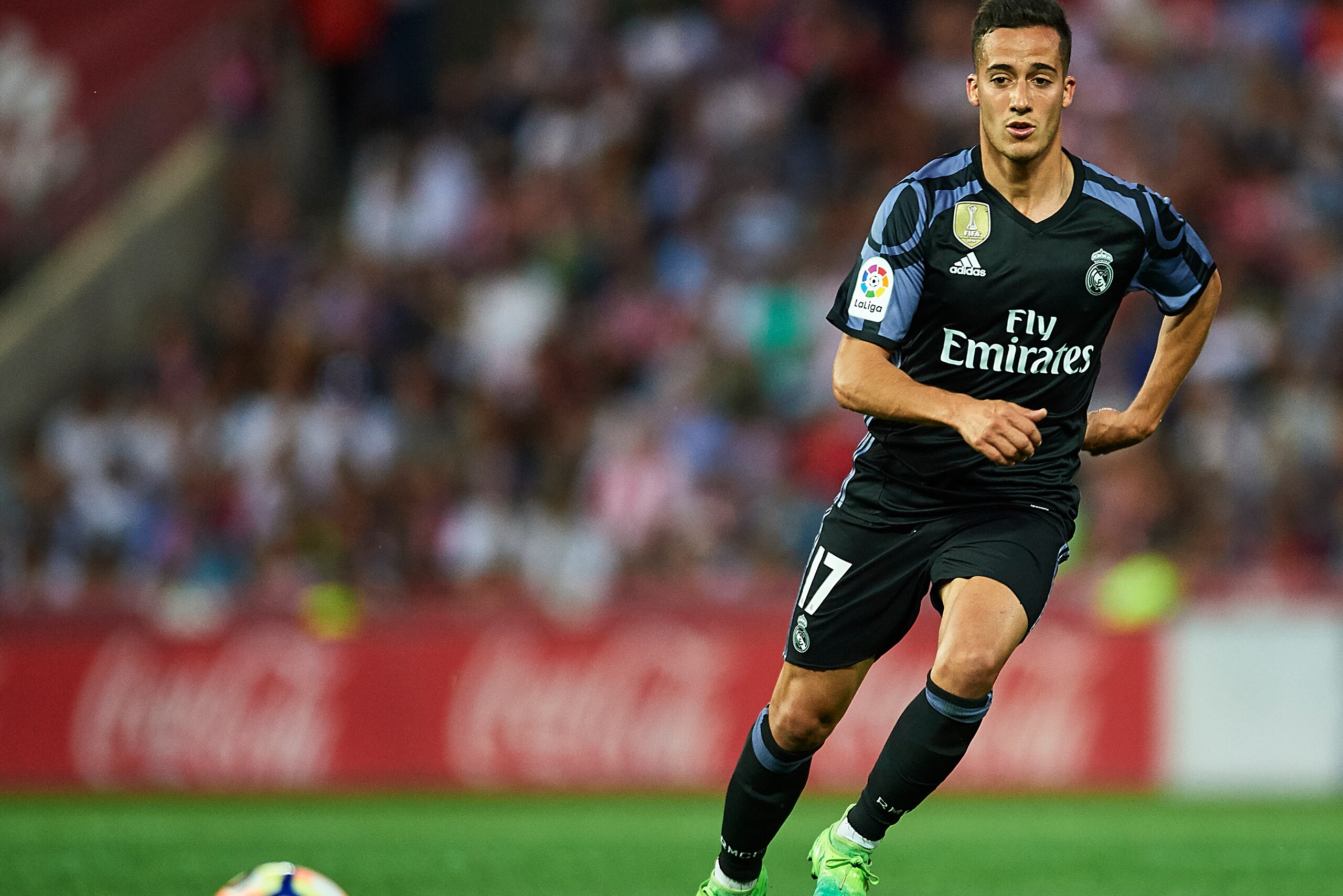 GRANADA, SPAIN - MAY 06:  Lucas Vazquez of Real Madrid CF in action  during the La Liga match between Granada CF v Real Madrid CF at Estadio Nuevo Los Carmenes on May 6, 2017 in Granada, Spain.  (Photo by Aitor Alcalde/Getty Images)
