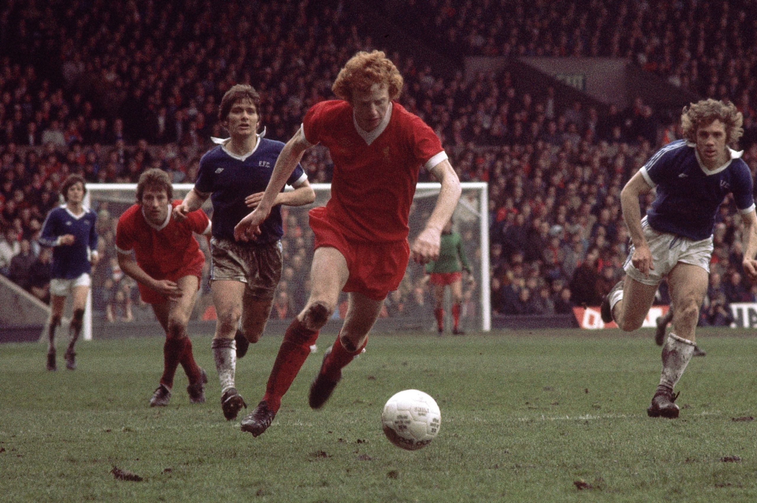Apr 1977:  David Fairclough of Liverpool in action during the Football League Division One match between Liverpool and Everton at Anfield, Liverpool, England. \ Mandatory Credit: Tony Duffy /Allsport