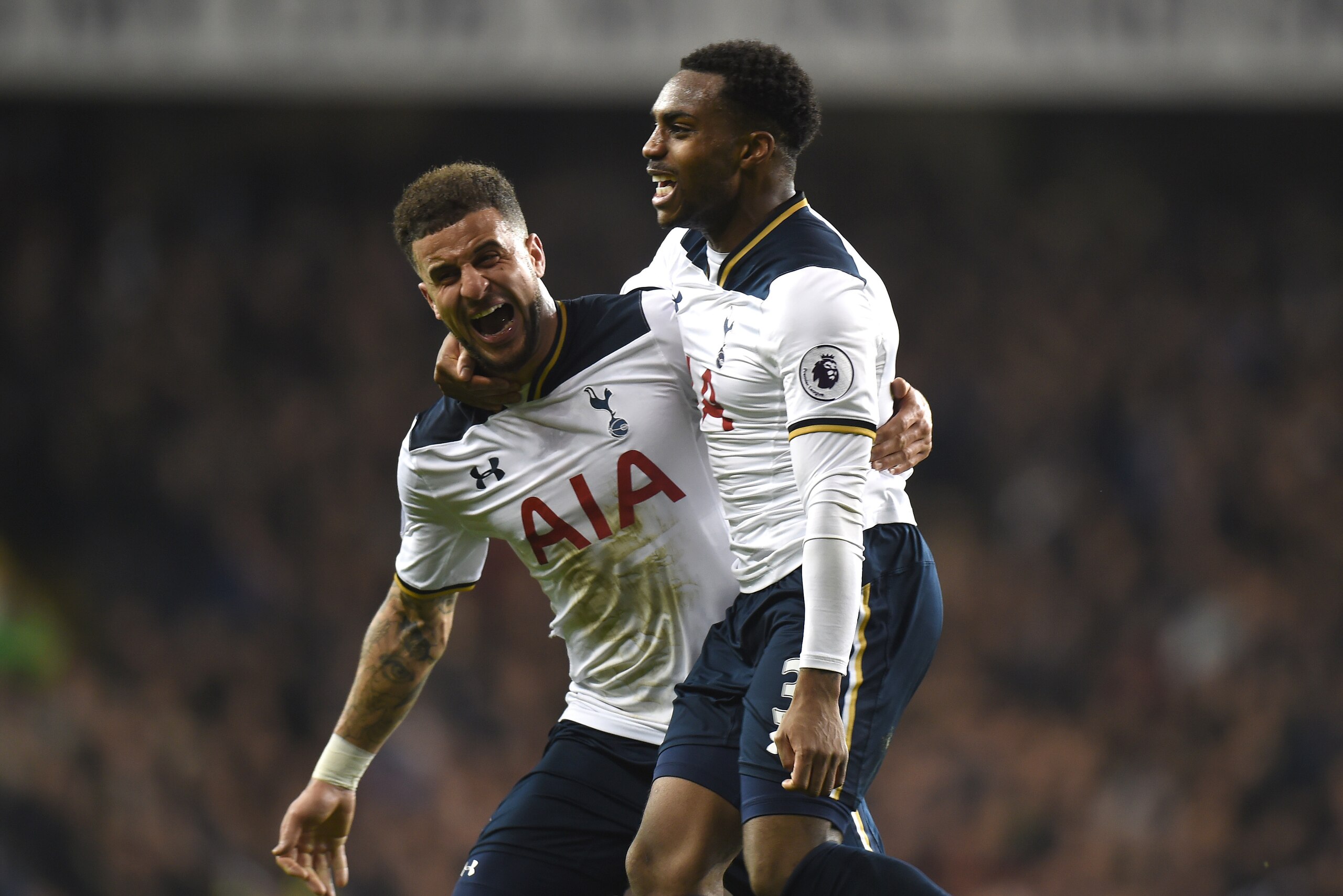 LONDON, ENGLAND - DECEMBER 18: Danny Rose of Tottenham Hotspur celebrates scoring their second goal with Kyle Walker of Tottenham Hotspur during the Barclays Premier League match between Tottenham Hotspur and Burnley at White Hart Lane on December 18, 20 LONDON, ENGLAND - DECEMBER 18: Danny Rose of Tottenham Hotspur celebrates scoring their second goal with Kyle Walker of Tottenham Hotspur during the Barclays Premier League match between Tottenham Hotspur and Burnley at White Hart Lane on December 18, 20