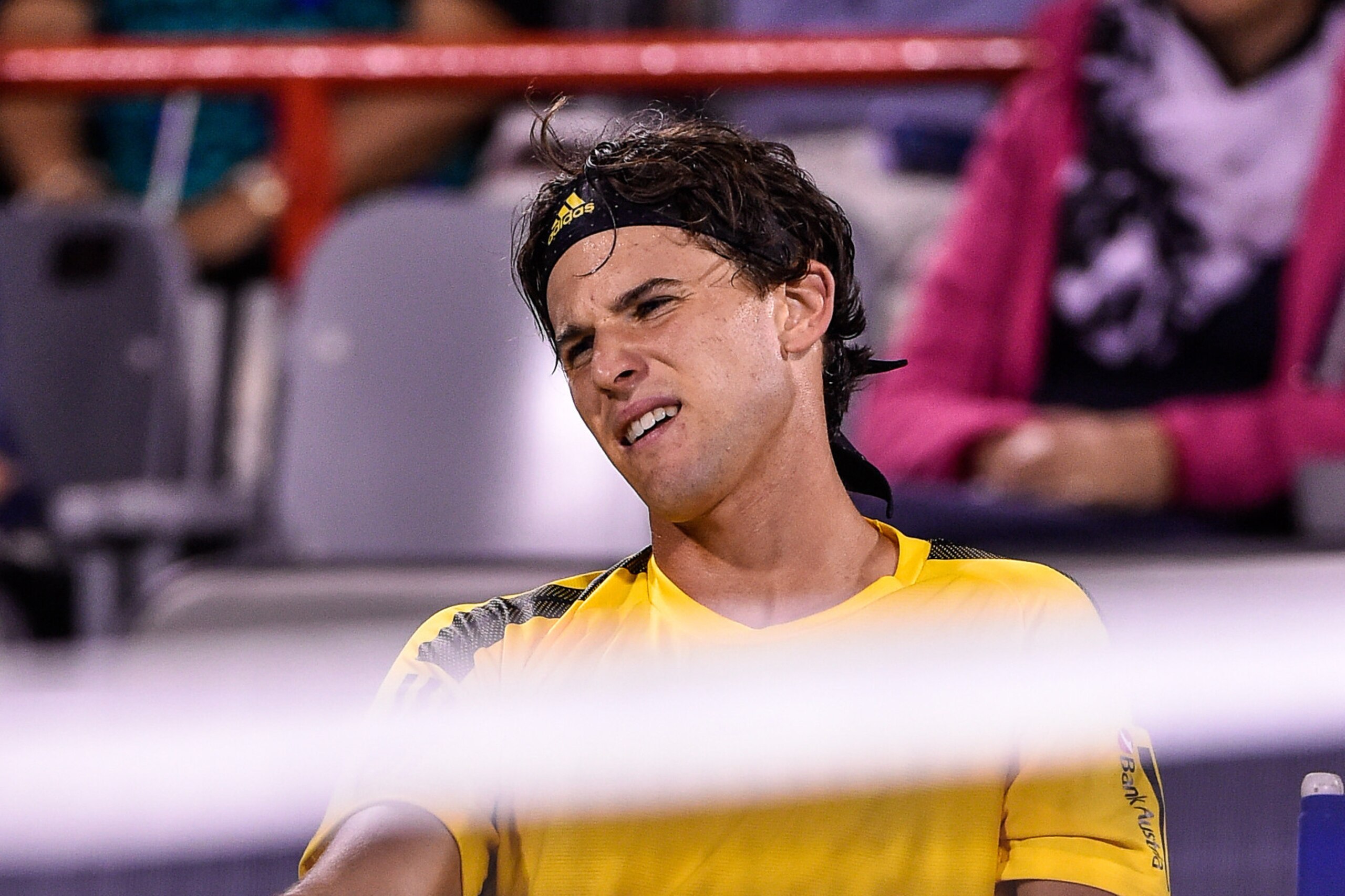 MONTREAL, QC - AUGUST 08:  Dominic Thiem of Austria reacts in between sets against Diego Schwartzman of Argentina during day five of the Rogers Cup presented by National Bank at Uniprix Stadium on August 8, 2017 in Montreal, Quebec, Canada. (Photo by Mina