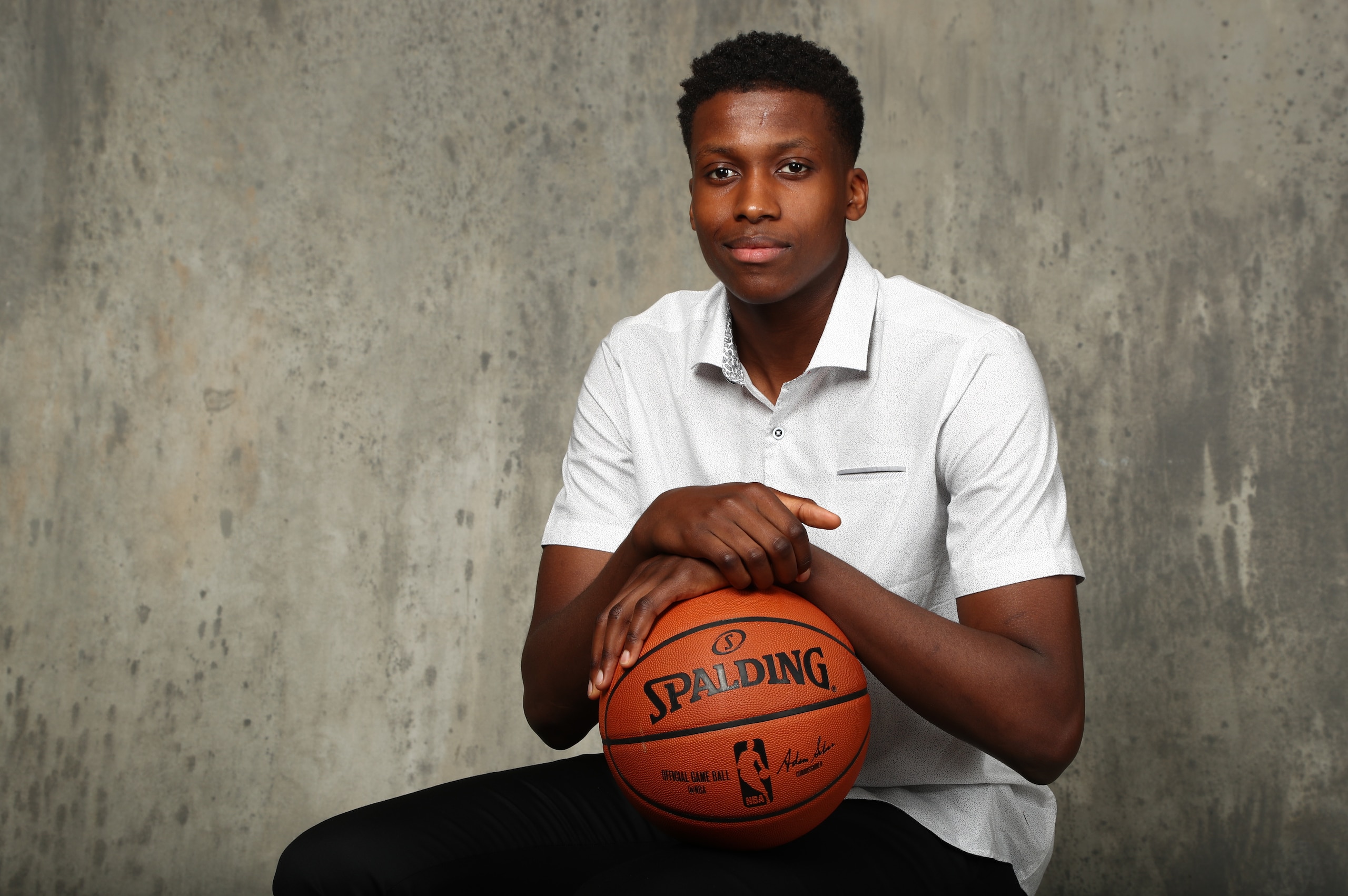 NEW YORK - JUNE 21: NBA Draft Prospect, Frank Ntilikina poses for portraits during media availability and circuit as part of the 2017 NBA Draft on June 21, 2017 at the Grand Hyatt New York in New York City. NOTE TO USER: User expressly acknowledges and ag
