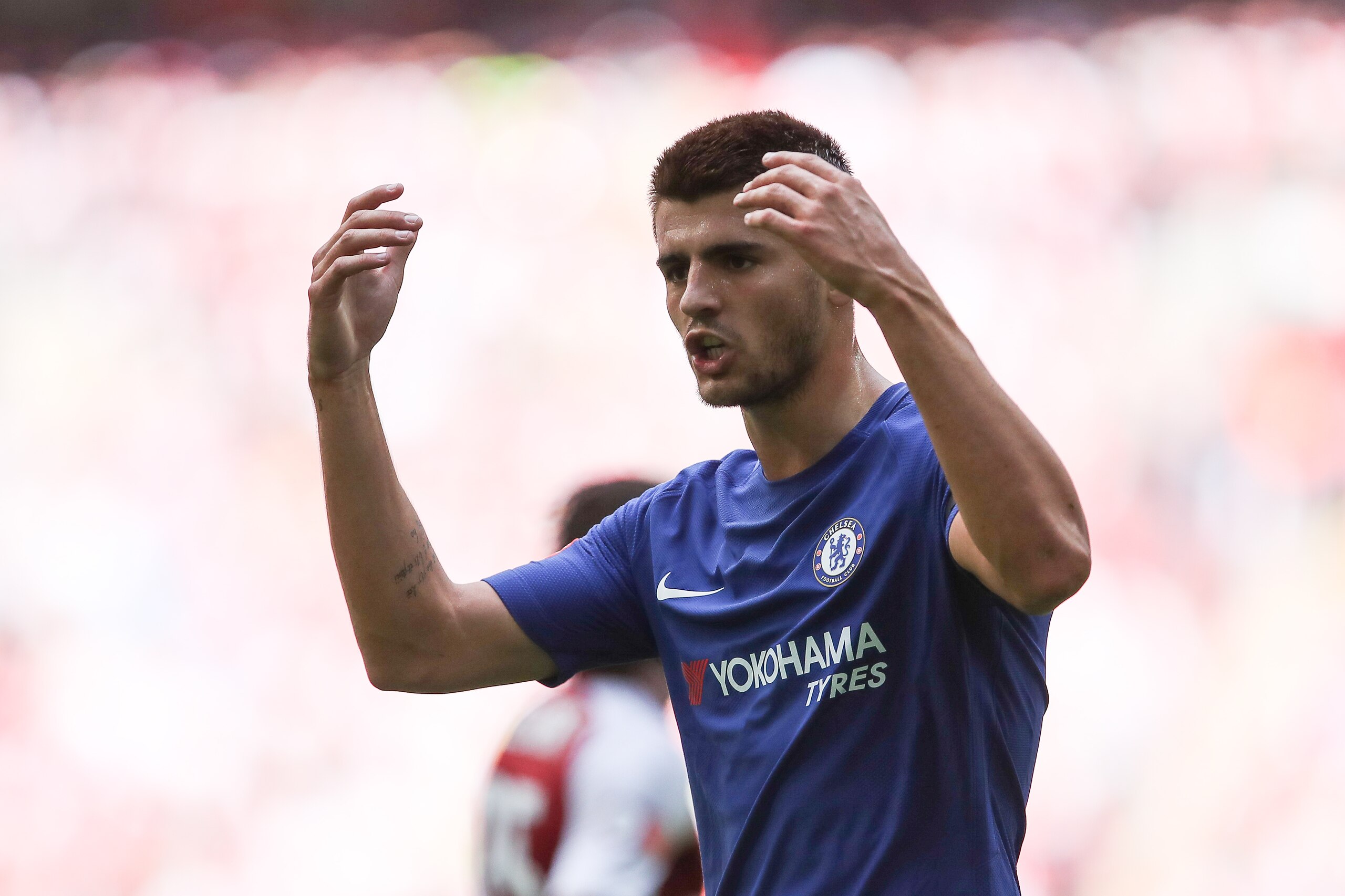 LONDON, ENGLAND - AUGUST 06: Alvaro Morata of Chelsea during the The FA Community Shield between Chelsea and Arsenal at Wembley Stadium on August 6, 2017 in London, England.  (Photo by Robbie Jay Barratt - AMA/Getty Images)