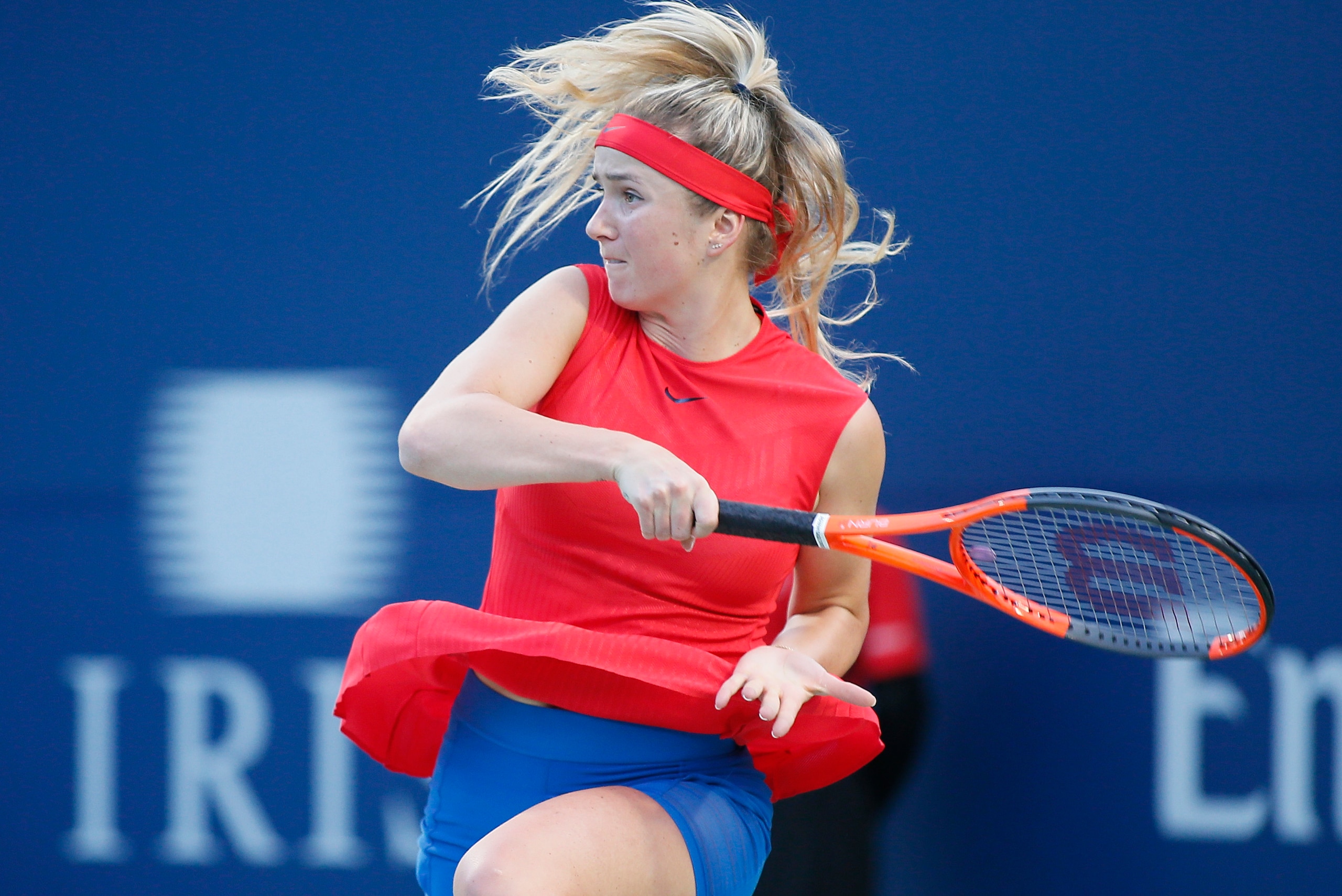 Aug 10, 2017; Toronto, Ontario, Canada; Elina Svitolina (UKR) returns a ball against Venus Williams (not pictured) during the Rogers Cup tennis tournament at Aviva Centre. Mandatory Credit: John E. Sokolowski-USA TODAY Sports Aug 10, 2017; Toronto, Ontario, Canada; Elina Svitolina (UKR) returns a ball against Venus Williams (not pictured) during the Rogers Cup tennis tournament at Aviva Centre. Mandatory Credit: John E. Sokolowski-USA TODAY Sports