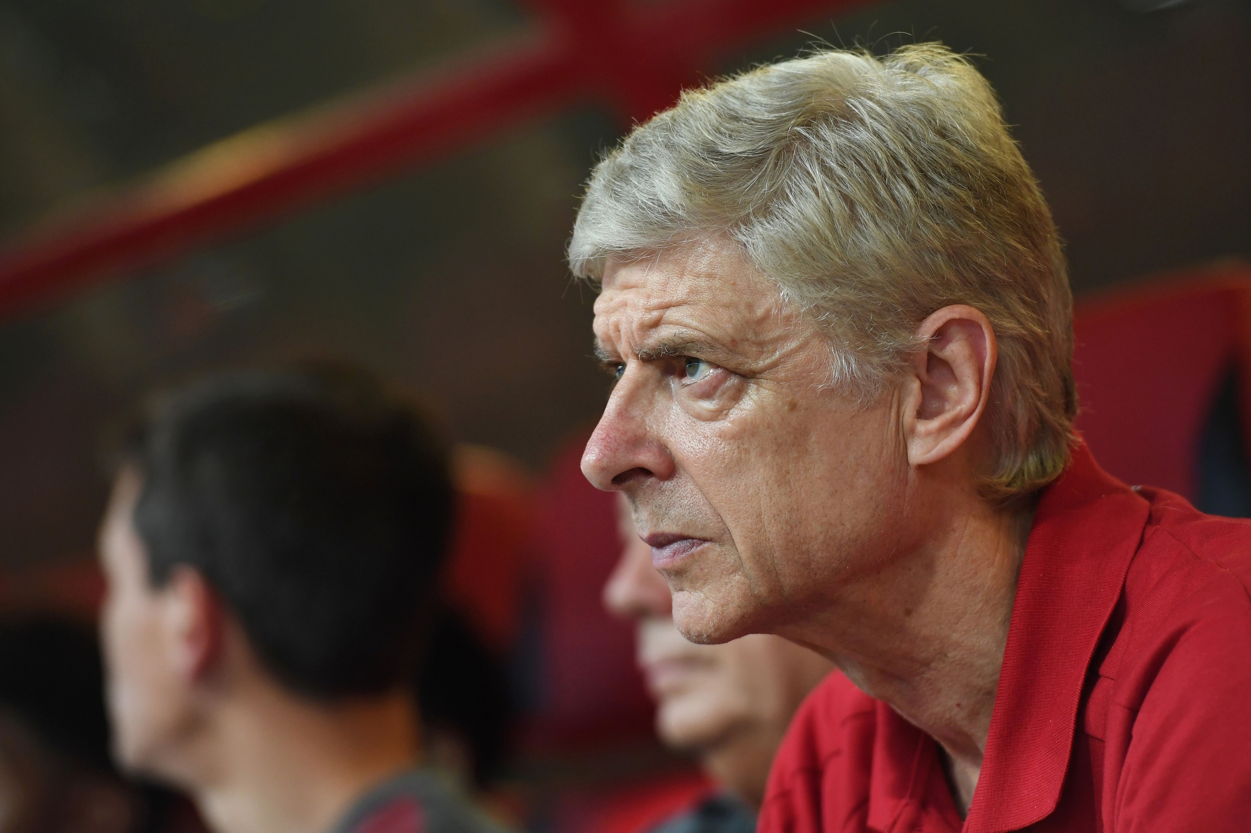 Arsenal coach Arsene Wenger looks on before the start of their pre-season football match against Chelsea in Beijing's National stadium, known as the Bird's Nest, on July 22, 2017. / AFP PHOTO / GREG BAKER        (Photo credit should read GREG BAKER/AFP/Ge