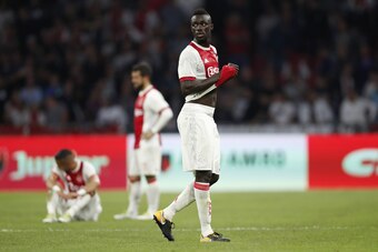 (L-R) Hakim Ziyech of Ajax, Amin Younes of Ajax, Davinson Sanchez of Ajax during the UEFA Champions League third round qualifying first leg match between Ajax Amsterdam and OGC Nice at the Amsterdam Arena on August 02, 2017 in Amsterdam, The Netherlands(P