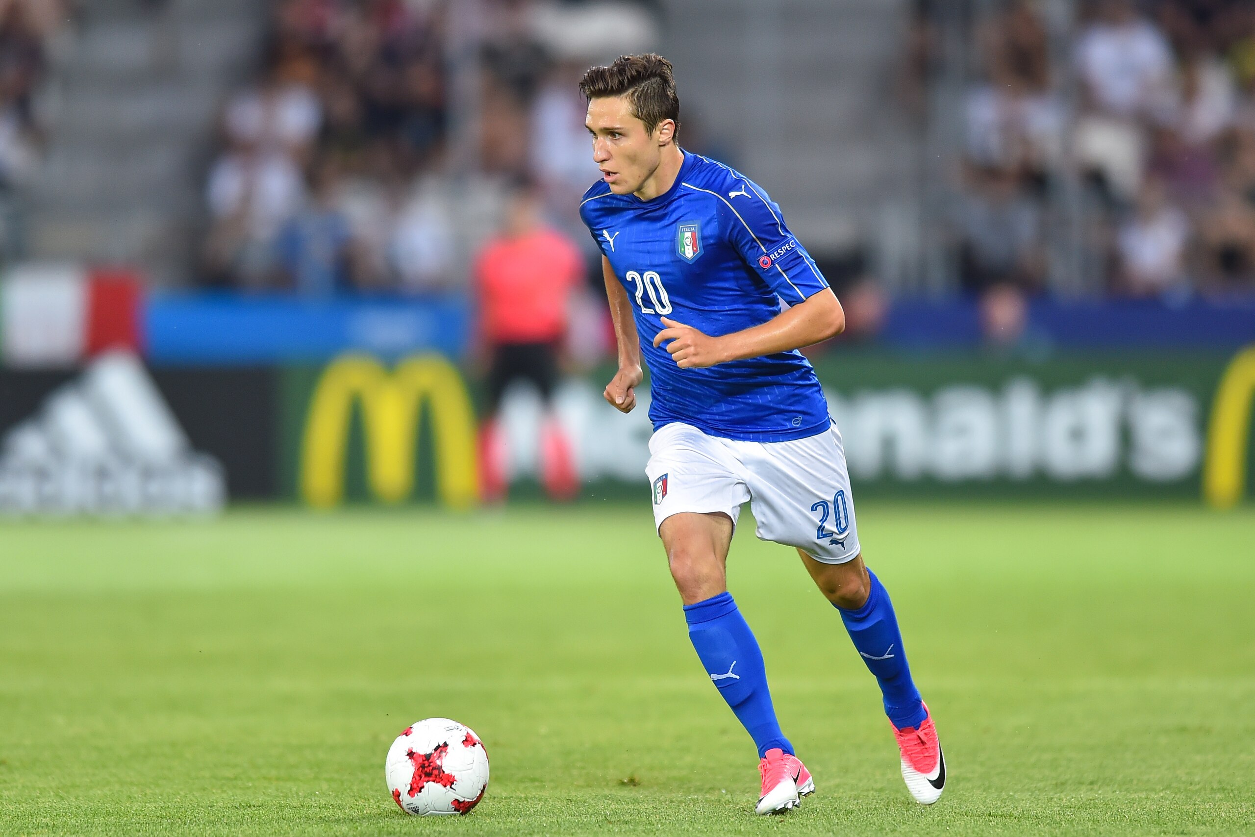Federico Chiesa during the UEFA European Under-21 match between Italy and Germany on June 24, 2017 in Krakow, Poland. (Photo by MB Media) Federico Chiesa during the UEFA European Under-21 match between Italy and Germany on June 24, 2017 in Krakow, Poland. (Photo by MB Media)