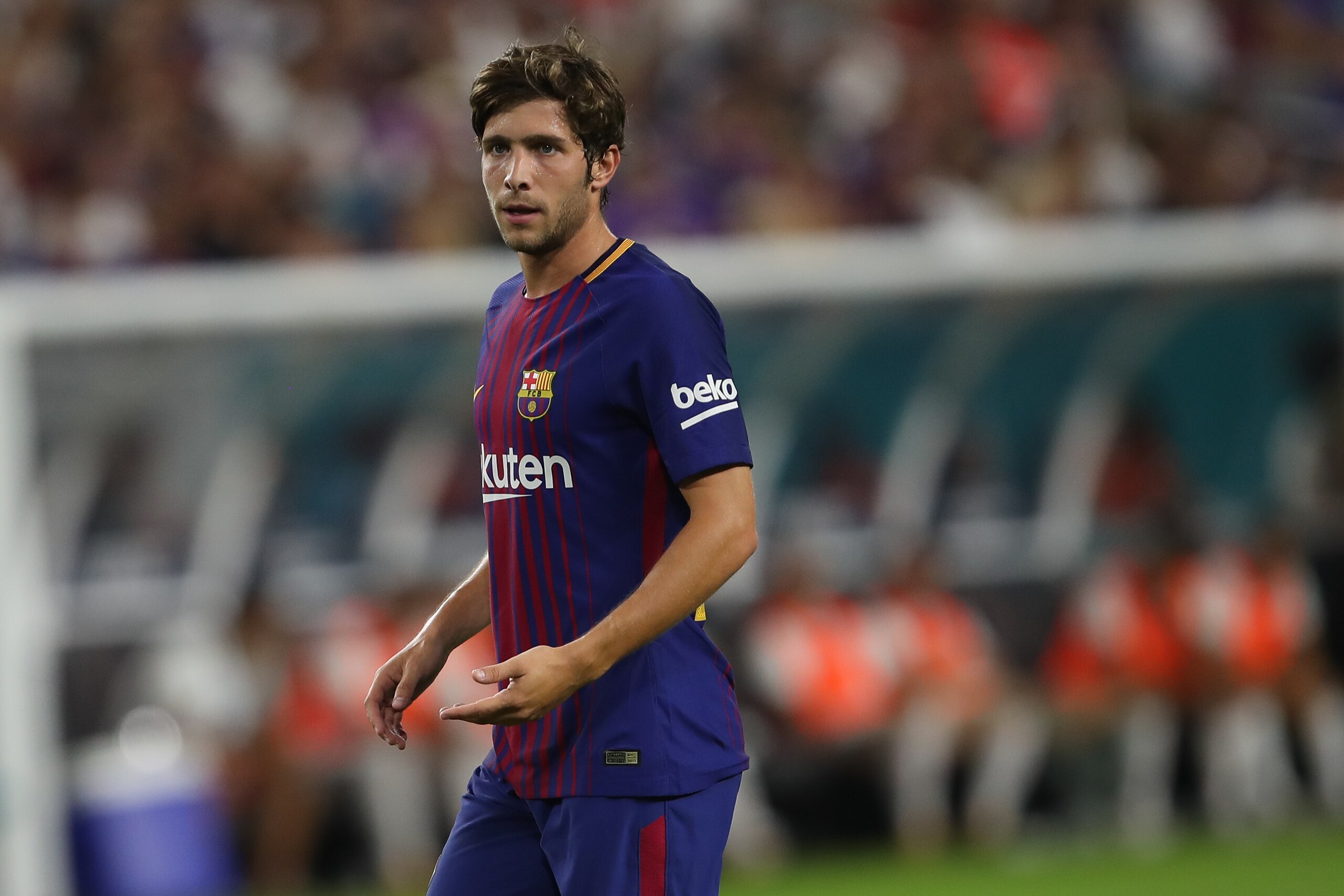 MIAMI GARDENS, FL - JULY 29: Sergi Roberto of FC Barcelona during the International Champions Cup 2017 match between Real Madrid and FC Barcelona at Hard Rock Stadium on July 29, 2017 in Miami Gardens, Florida. (Photo by Robbie Jay Barratt - AMA/Getty Ima