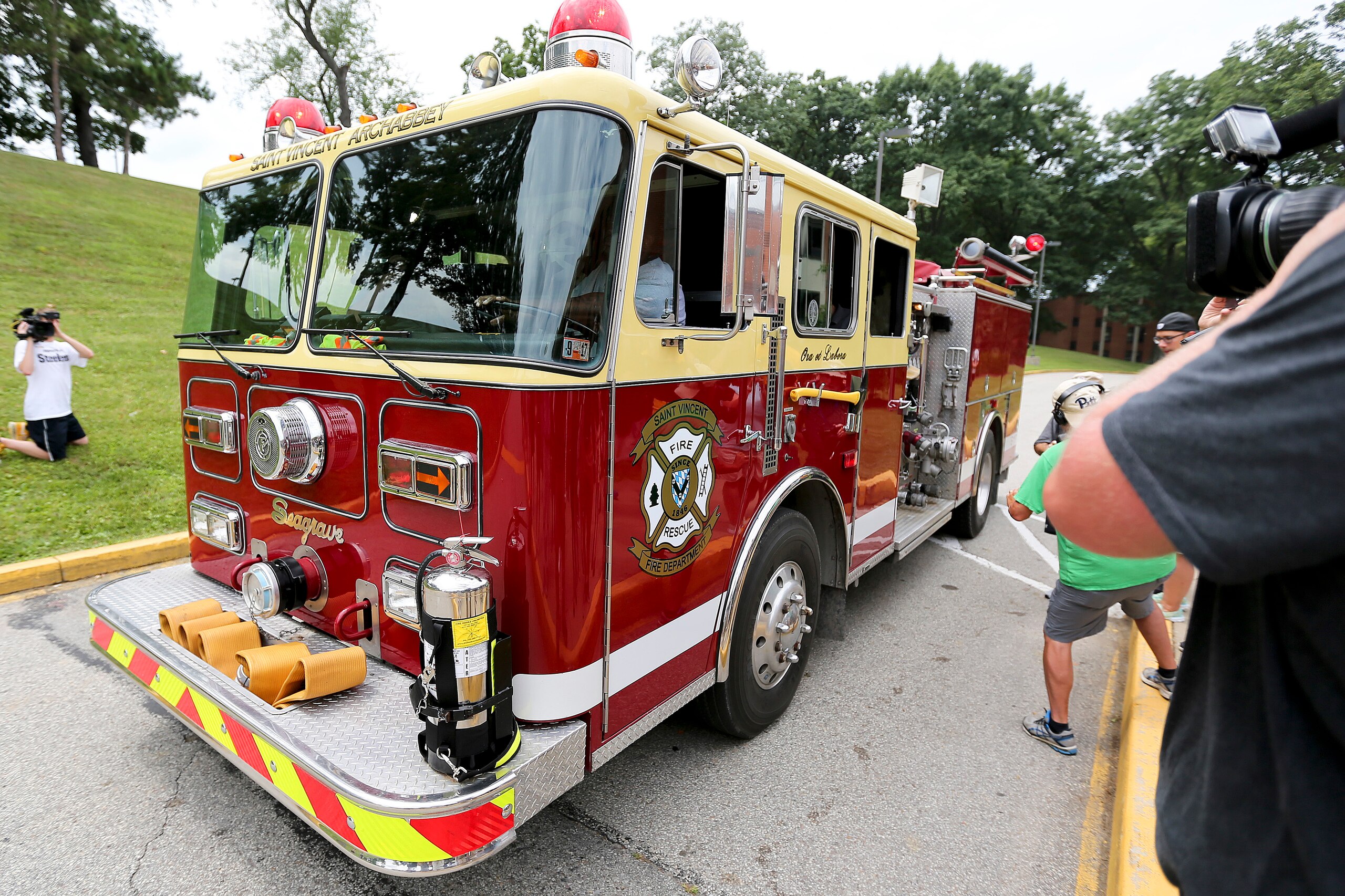 Harrison drives a fire truck. He just does. Harrison drives a fire truck. He just does.