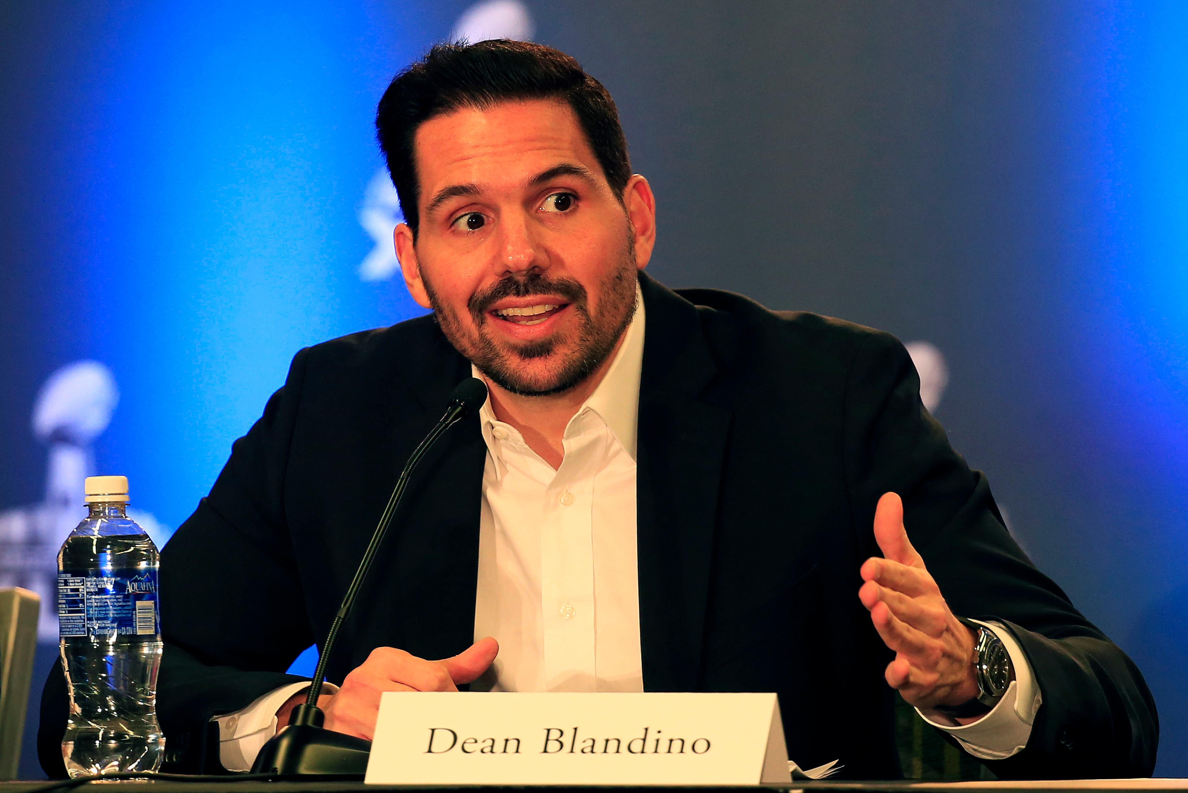 PHOENIX, AZ - JANUARY 29: NFL Vice President of Officiating Dean Blandino attends the Super Bowl XLIX Football Operations Press Conference on January 29, 2015 in Phoenix, Arizona. (Photo by Rob Carr/Getty Images) PHOENIX, AZ - JANUARY 29: NFL Vice President of Officiating Dean Blandino attends the Super Bowl XLIX Football Operations Press Conference on January 29, 2015 in Phoenix, Arizona. (Photo by Rob Carr/Getty Images)