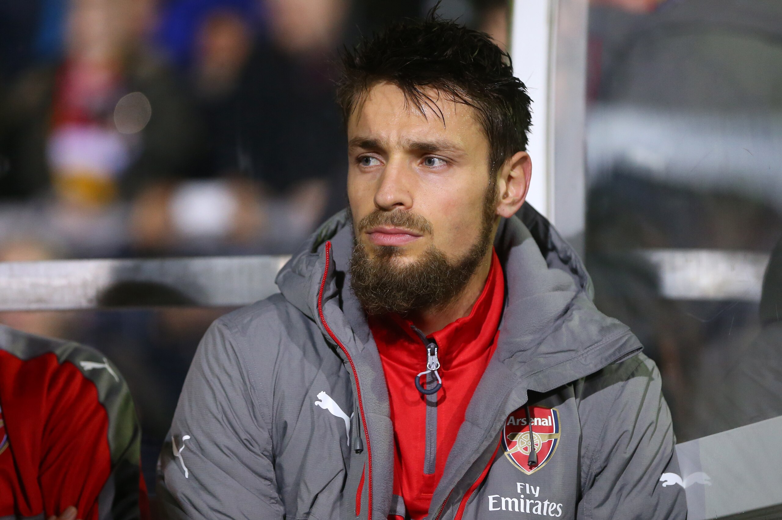 SUTTON, GREATER LONDON - FEBRUARY 20: Mathieu Debuchy of Arsenal during The Emirates FA Cup Fifth Round match between Sutton United and Arsenal on February 20, 2017 in Sutton, Greater London. (Photo by Catherine Ivill - AMA/Getty Images)