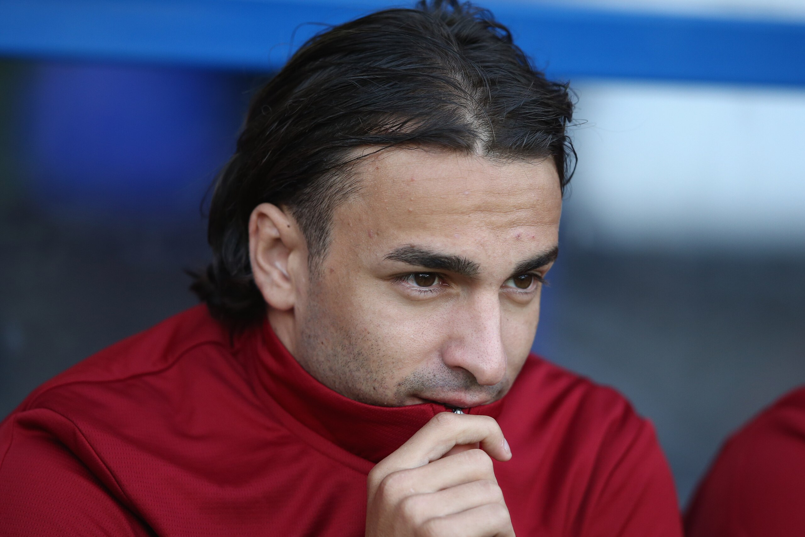 BIRKENHEAD, ENGLAND - JULY 12:  Lazar Markovic of Liverpool looks on from the bench during a pre-season friendly match between Tranmere Rovers and Liverpool at Prenton Park on July 12, 2017 in Birkenhead, England.  (Photo by Alex Livesey/Getty Images)