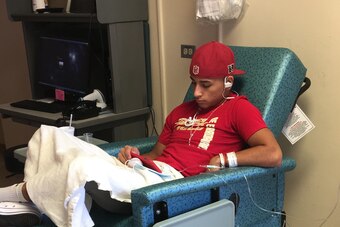 Perez has one chemo treatment to go before he is cleared for full contact.
