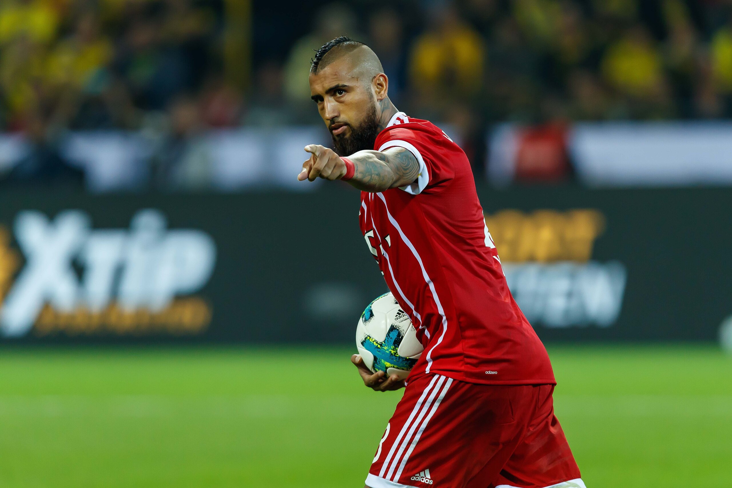 DORTMUND, GERMANY - AUGUST 05: Arturo Erasmo Vidal of Bayern Muenchen gestures during the DFL Supercup 2017 match between Borussia Dortmund and Bayern Muenchen at Signal Iduna Park on August 5, 2017 in Dortmund, Germany. (Photo by TF-Images/TF-Images via 