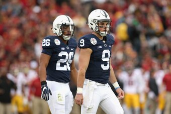 PASADENA, CA - JANUARY 02:  Quarterback Trace McSorley #9 of the Penn State Nittany Lions looks on against the USC Trojans during the 2017 Rose Bowl Game presented by Northwestern Mutual at the Rose Bowl on January 2, 2017 in Pasadena, California.  (Photo