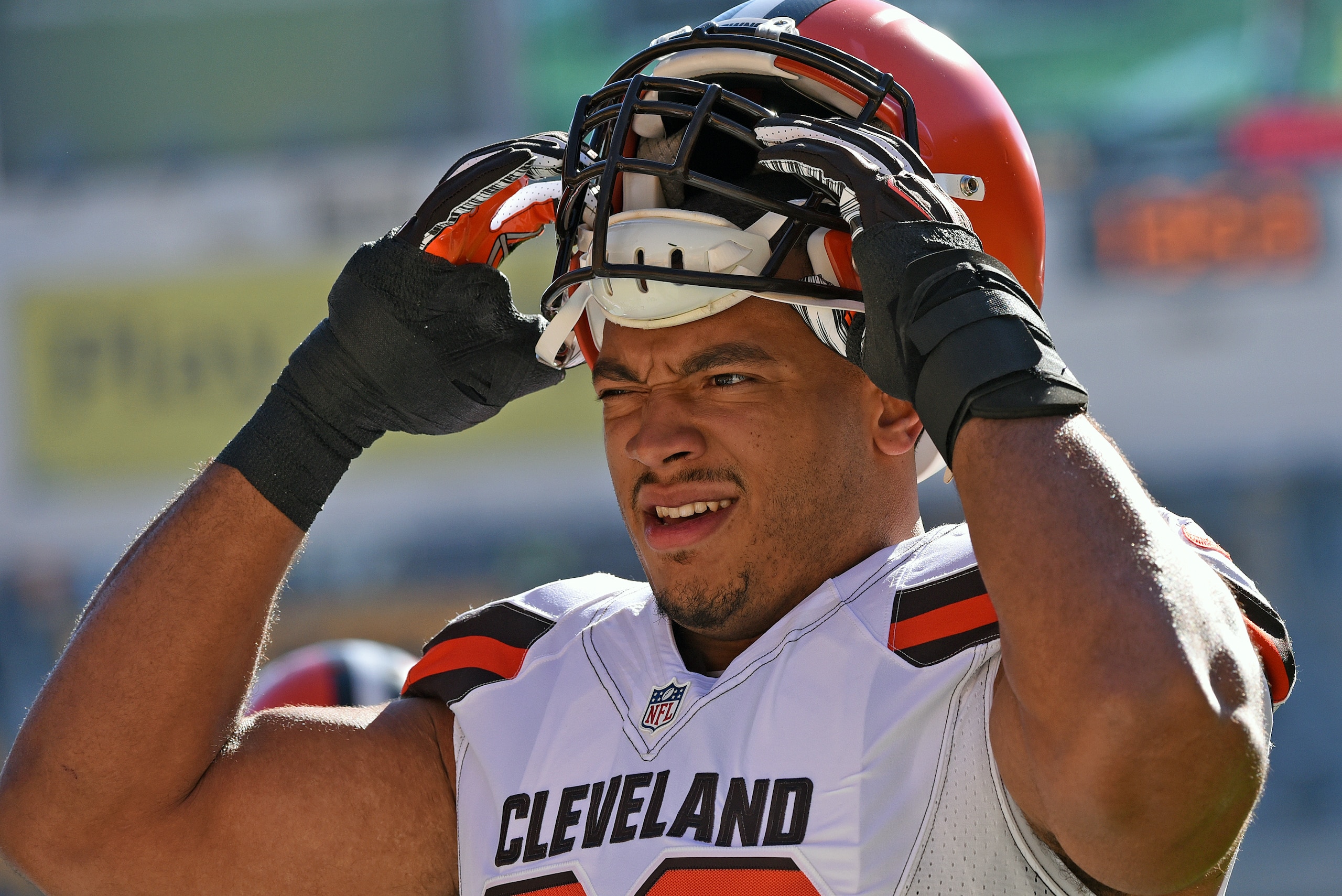 PITTSBURGH, PA - NOVEMBER 15:  Defensive lineman Desmond Bryant #92 of the Cleveland Browns looks on from the field before a game against the Pittsburgh Steelers at Heinz Field on November 15, 2015 in Pittsburgh, Pennsylvania.  The Steelers defeated the B