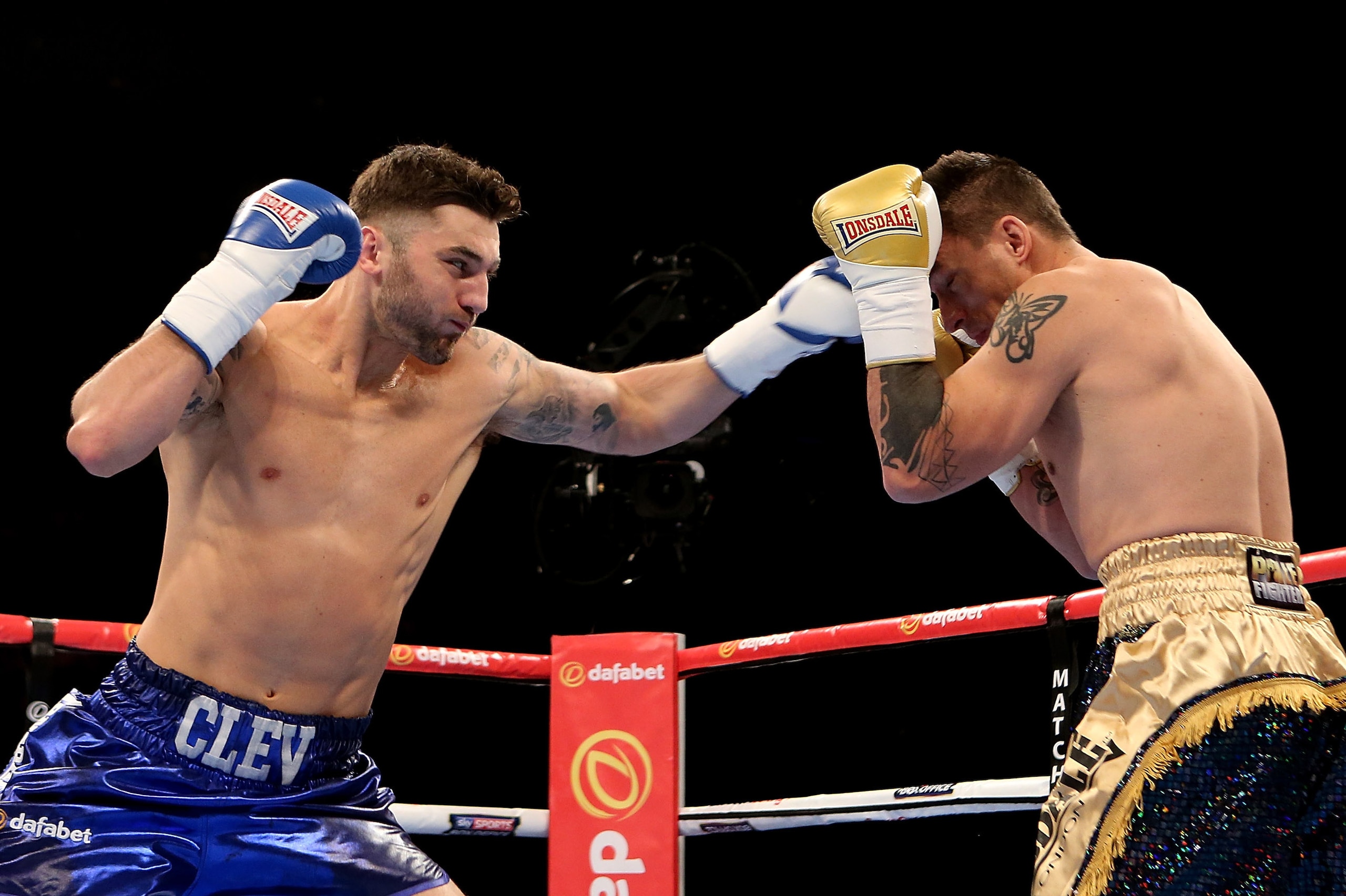 LONDON, ENGLAND - MAY 30:  Nathan Cleverly of Wales lands a punch on Tomas Man of the Czech Republic during their Light Heavyweight contest at The O2 Arena on May 30, 2015 in London, England.  (Photo by Ben Hoskins/Getty Images)