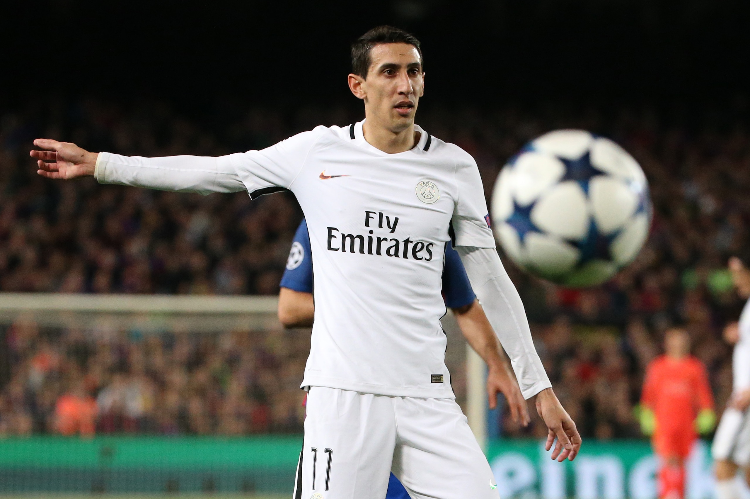 BARCELONA, SPAIN - MARCH 8: Angel Di Maria of PSG looks on during the UEFA Champions League Round of 16 second leg match between FC Barcelona and Paris Saint-Germain (PSG) at Camp Nou on March 8, 2017 in Barcelona, Spain. (Photo by Jean Catuffe/Getty Imag