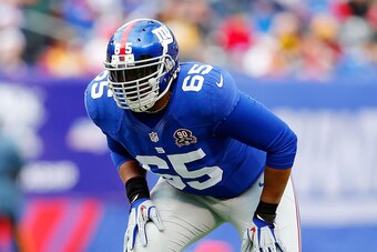 EAST RUTHERFORD, NJ - DECEMBER 14:  (NEW YORK DAILIES OUT)    Will Beatty #65 of the New York Giants in action against the Washington Redskins on December 14, 2014 at MetLife Stadium in East Rutherford, New Jersey. The Giants defeated the Redskins 24-13. 