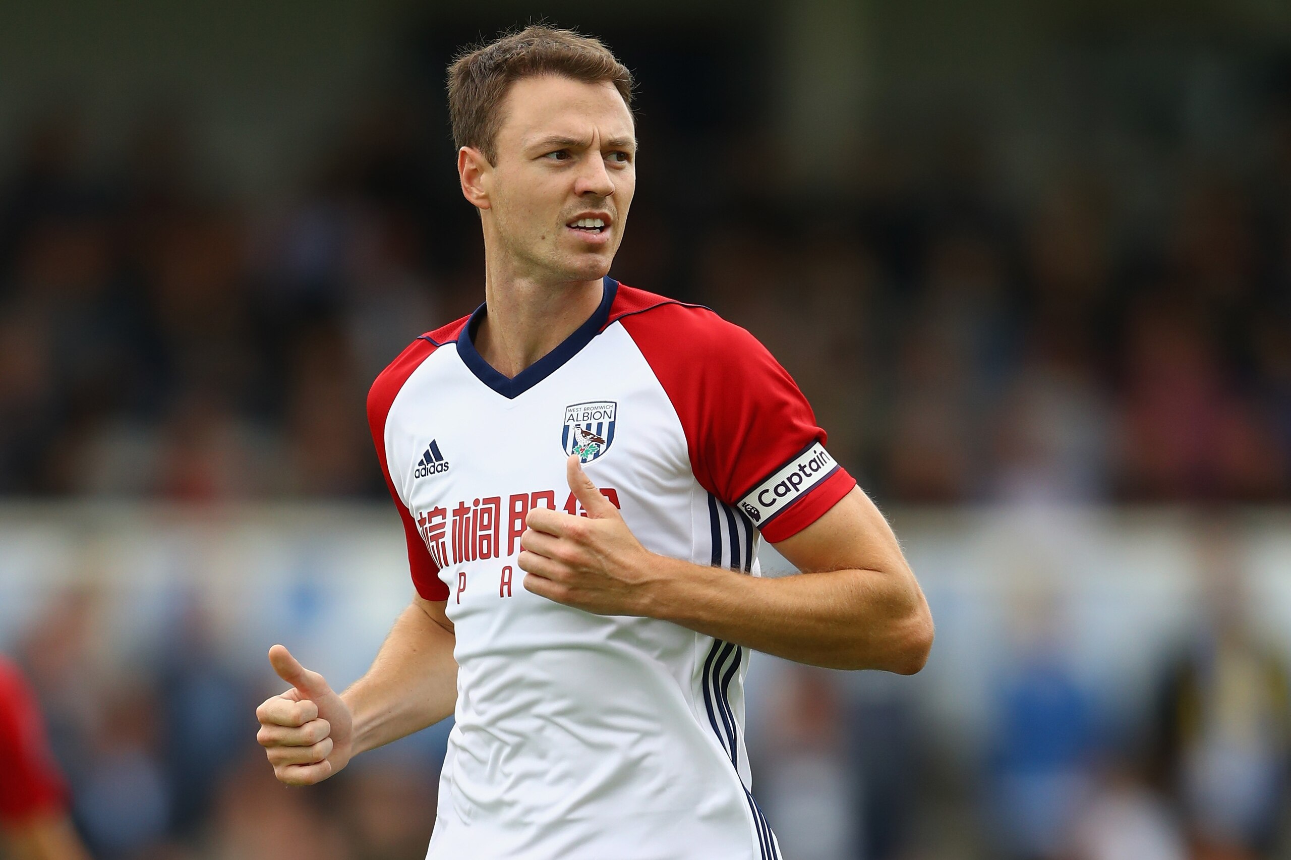 BRISTOL, ENGLAND - JULY 29:  Jonny Evans of West Bromwich Albion during the pre season match between Bristol Rovers and West Bromwich Albion at the Memorial Stadium on July 29, 2017 in Bristol, England.  (Photo by Michael Steele/Getty Images)