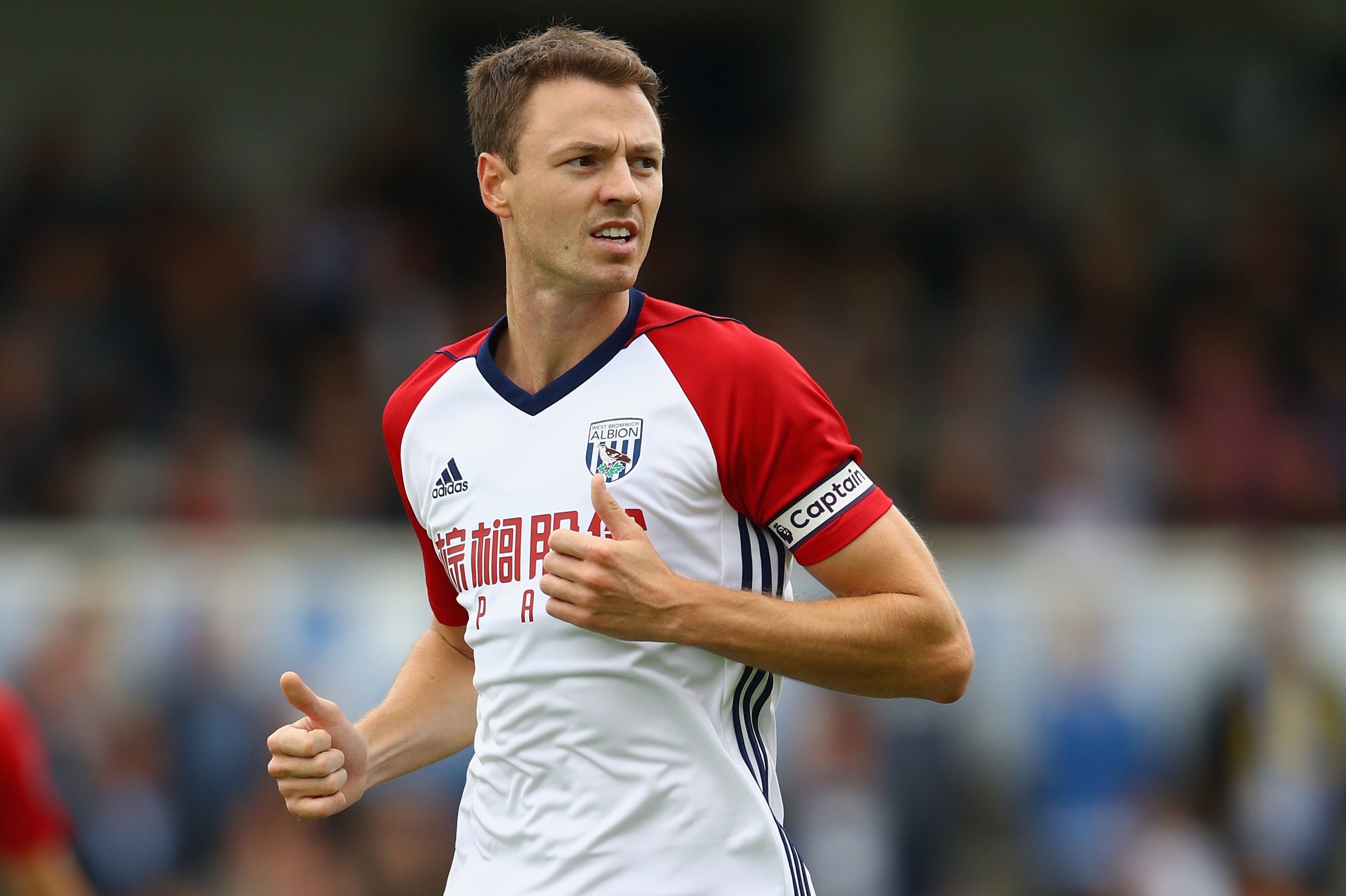 BRISTOL, ENGLAND - JULY 29:  Jonny Evans of West Bromwich Albion during the pre season match between Bristol Rovers and West Bromwich Albion at the Memorial Stadium on July 29, 2017 in Bristol, England.  (Photo by Michael Steele/Getty Images)